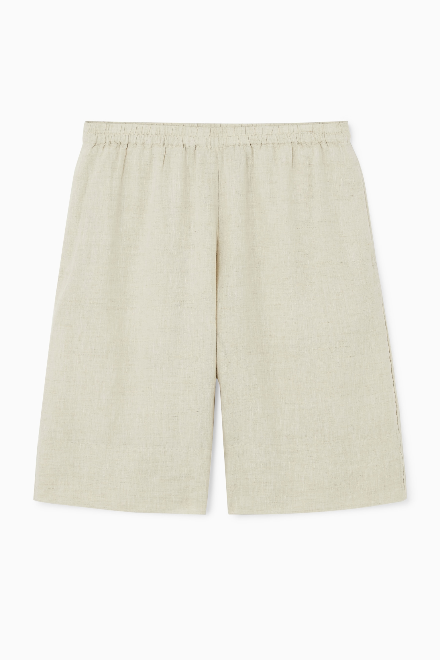 ELASTICATED LINEN SHORTS - STONE/BLACK/WHITE