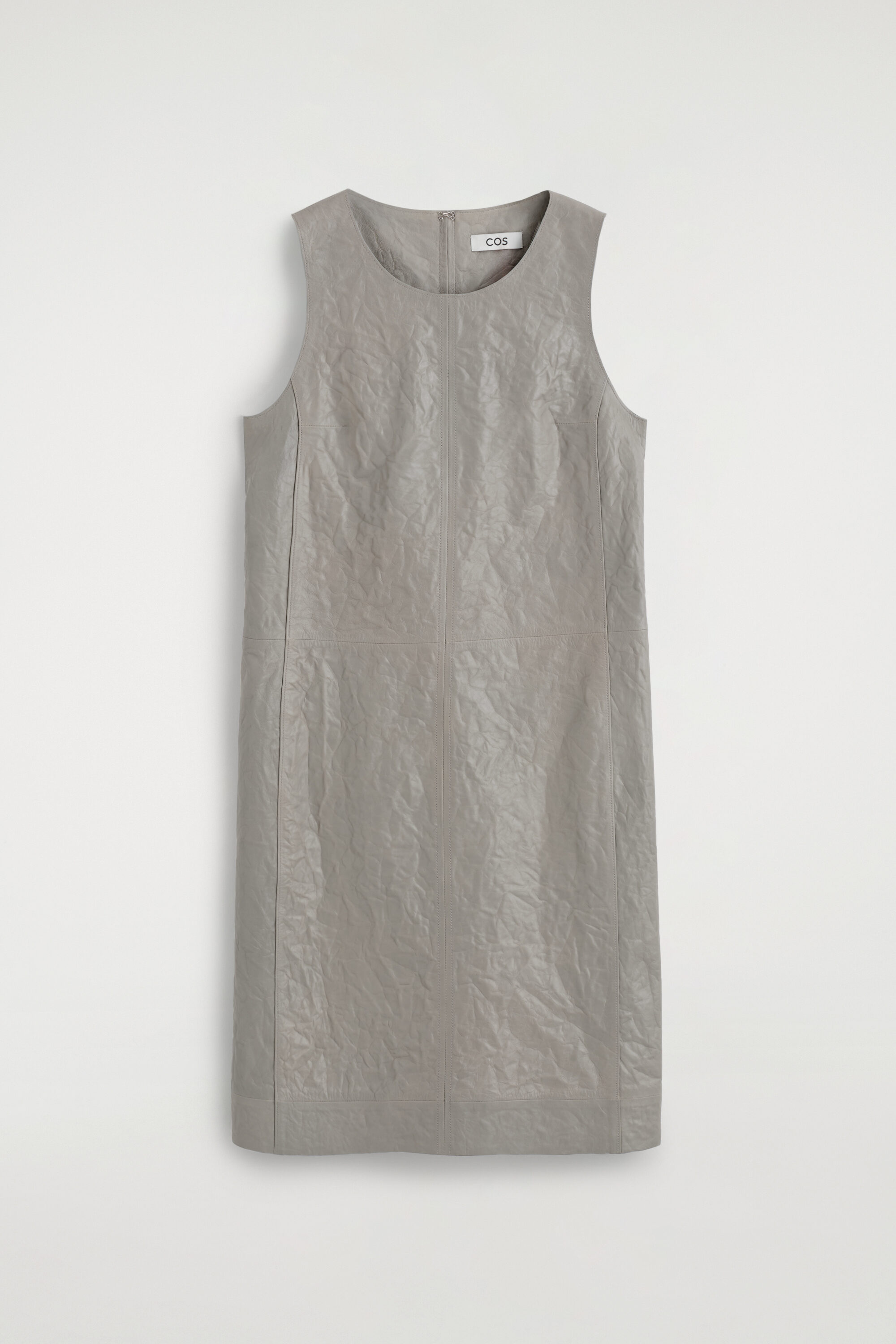 TEXTURED-LEATHER SHIFT DRESS - DOVE GRAY | COS US
