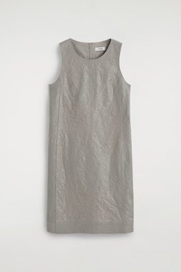 TEXTURED-LEATHER SHIFT DRESS — DOVE GRAY 8