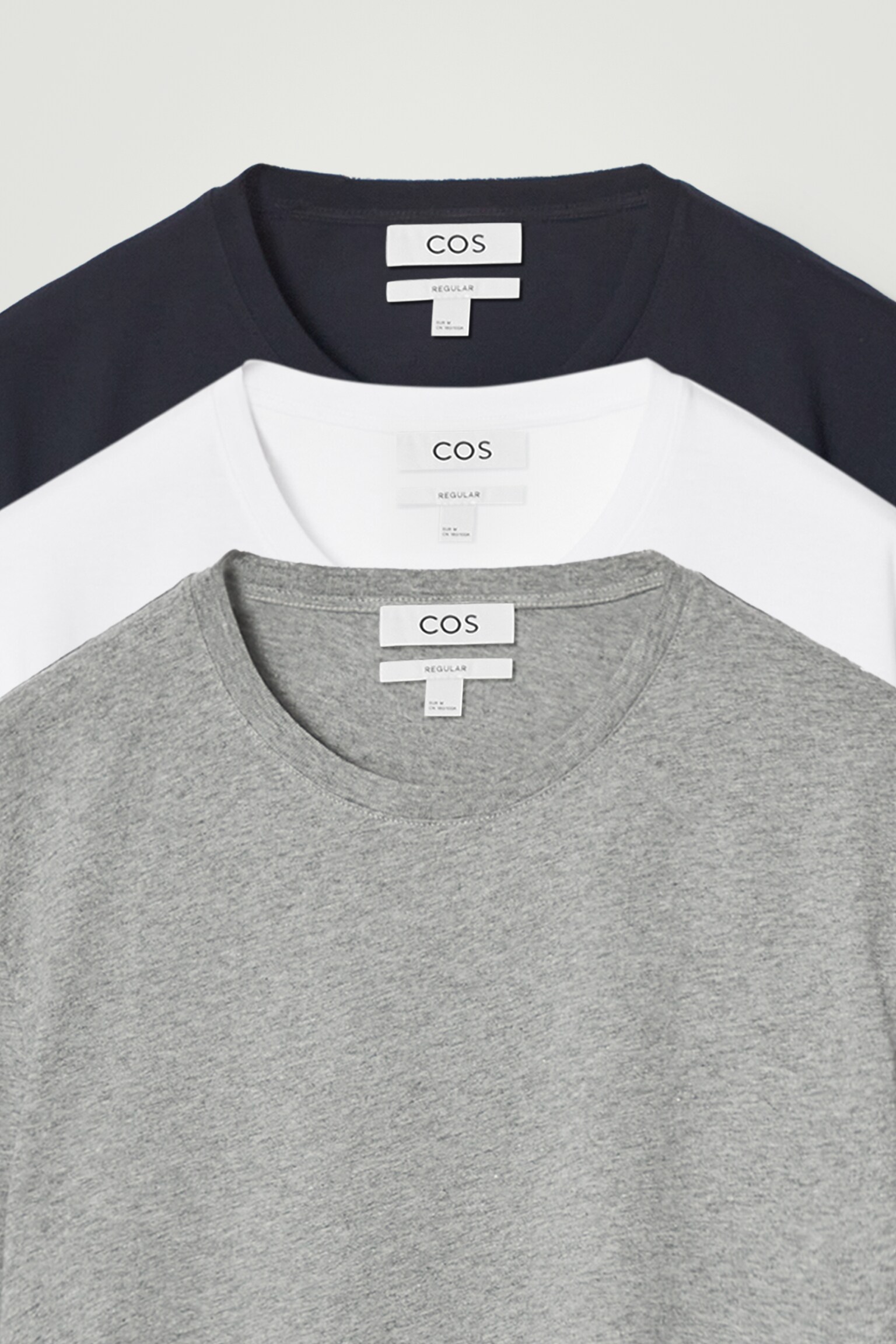 LOT DE 3 T-SHIRTS À COL ROND EN COTON - BLEU MARINE / BLANC / GRIS/NOIR/BLANC - 6