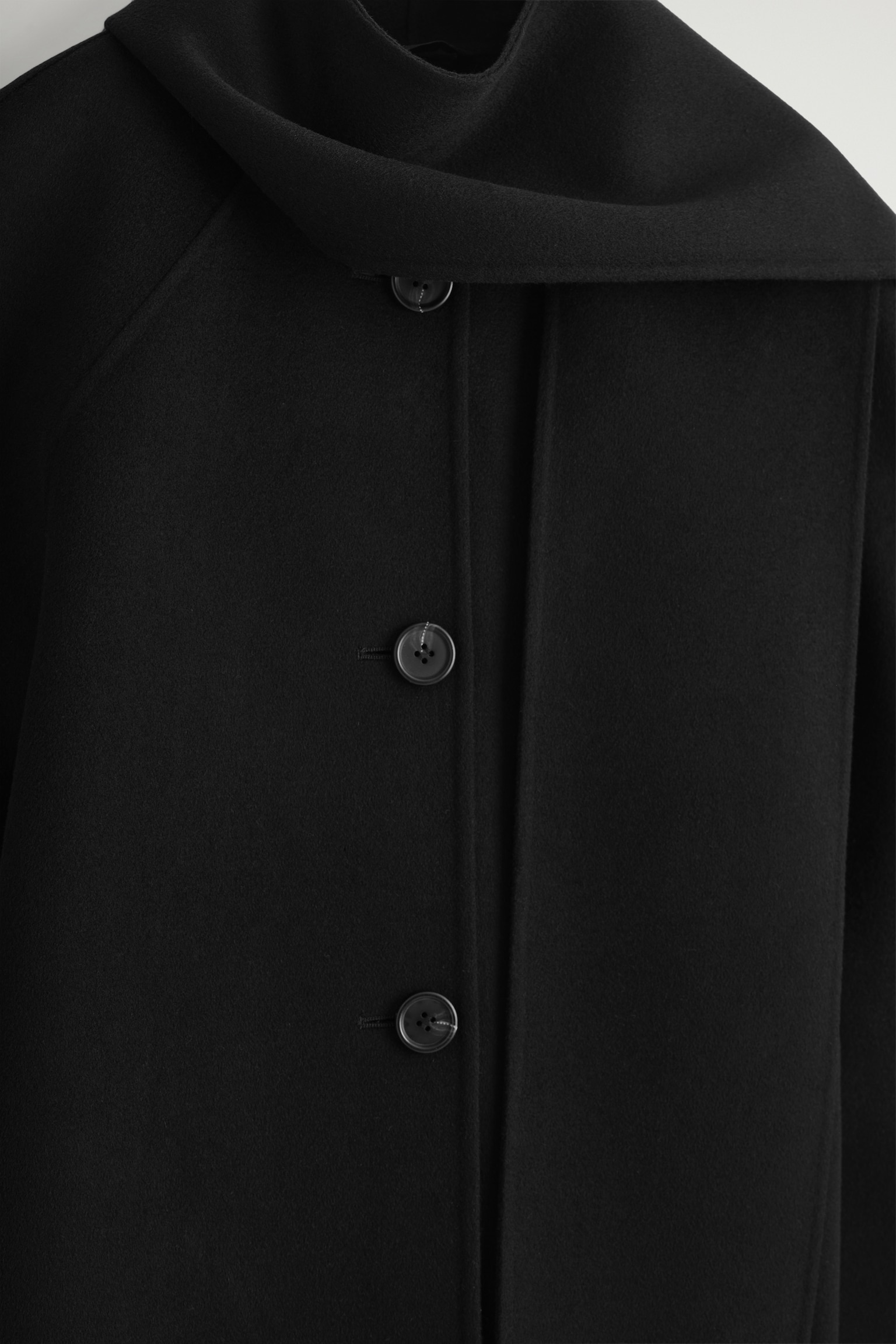 VESTE ÉCHARPE COURTE EN LAINE DOUBLE FACE - NOIR/GRIS - 3