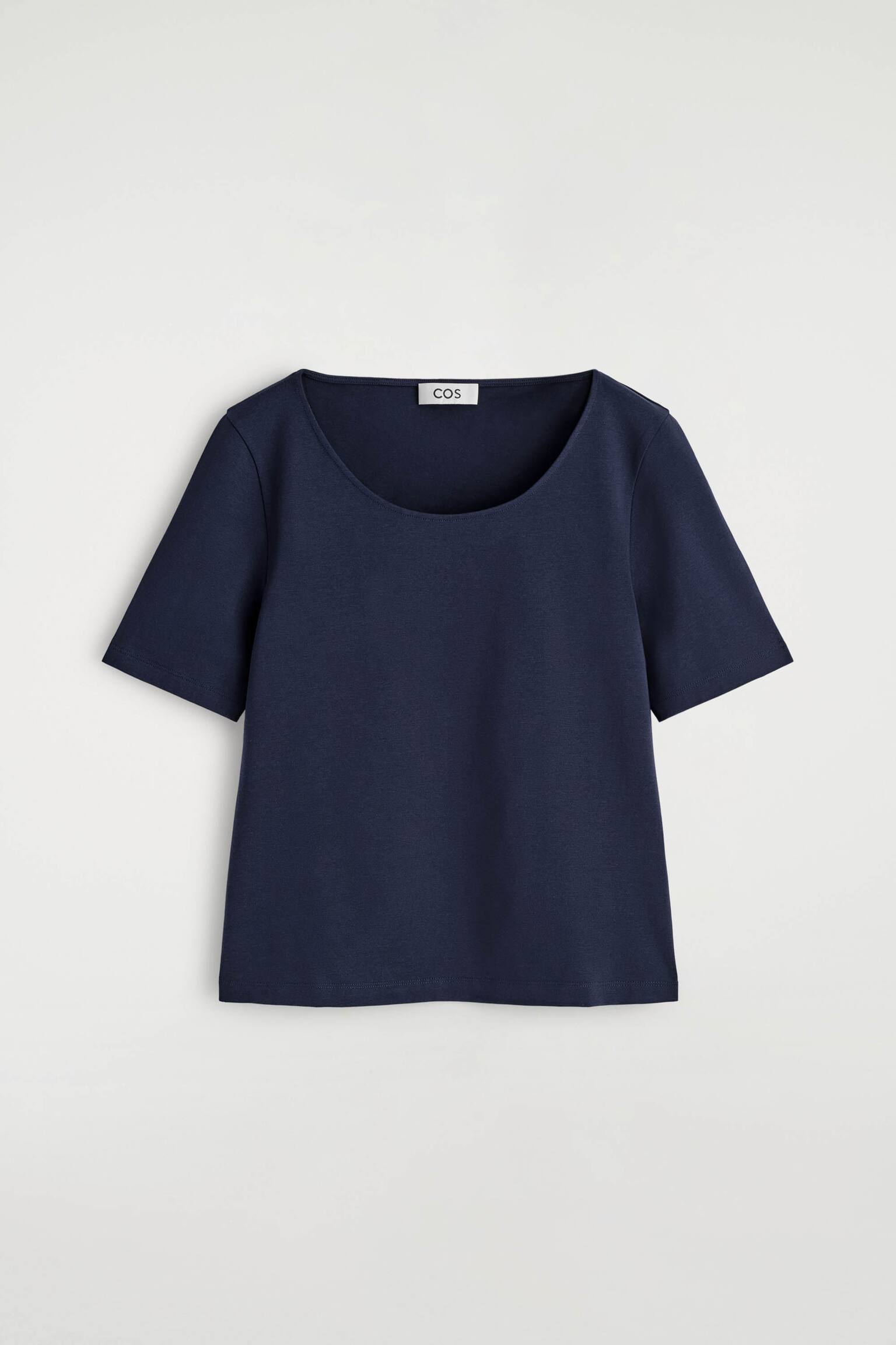 T-SHIRT SLIM IN COTONE CON SCOLLO ROTONDO - BLU NAVY/MARRONE MÉLANGE/AVORIO - 2