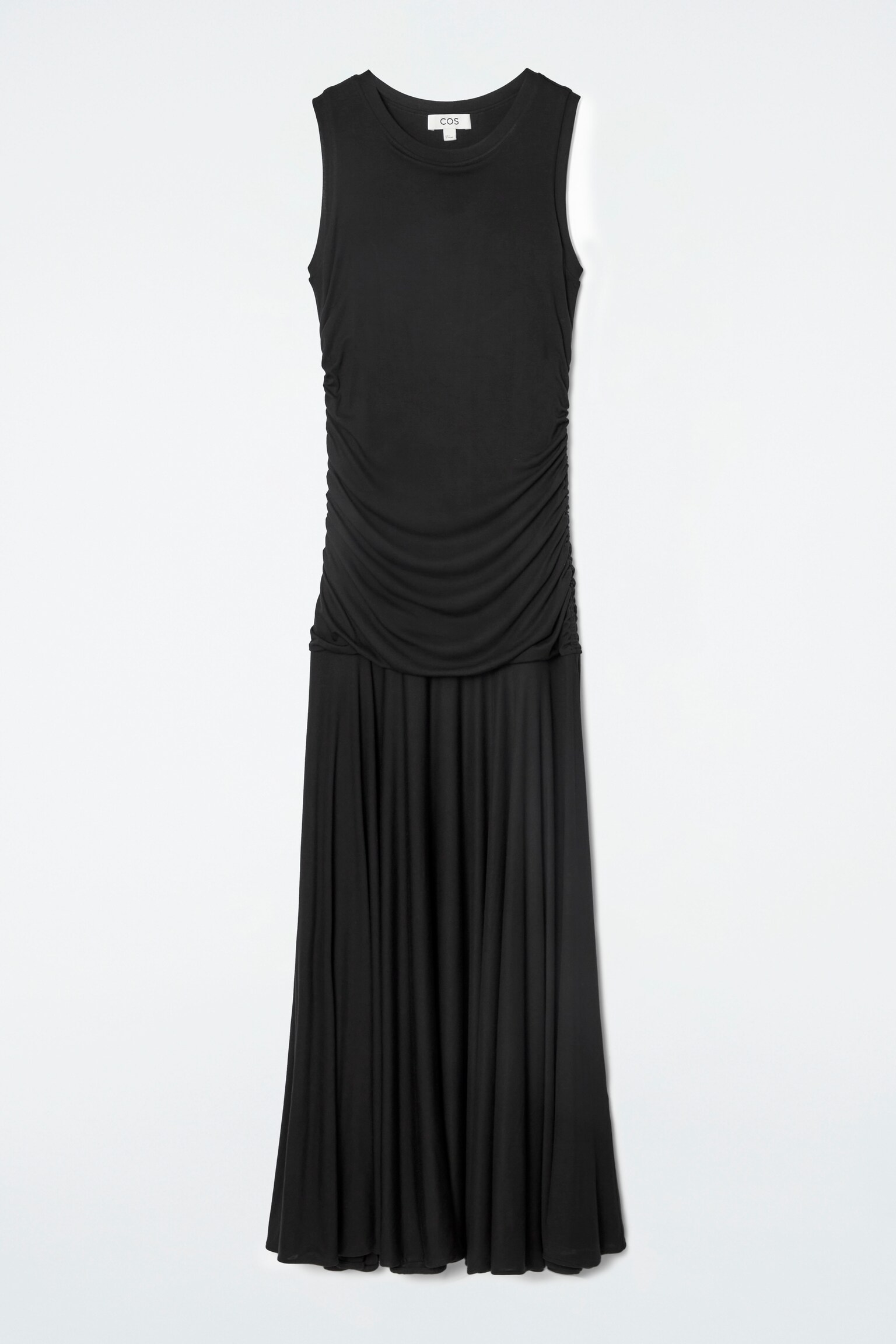 RUCHED MAXI DRESS - BLACK/RED
