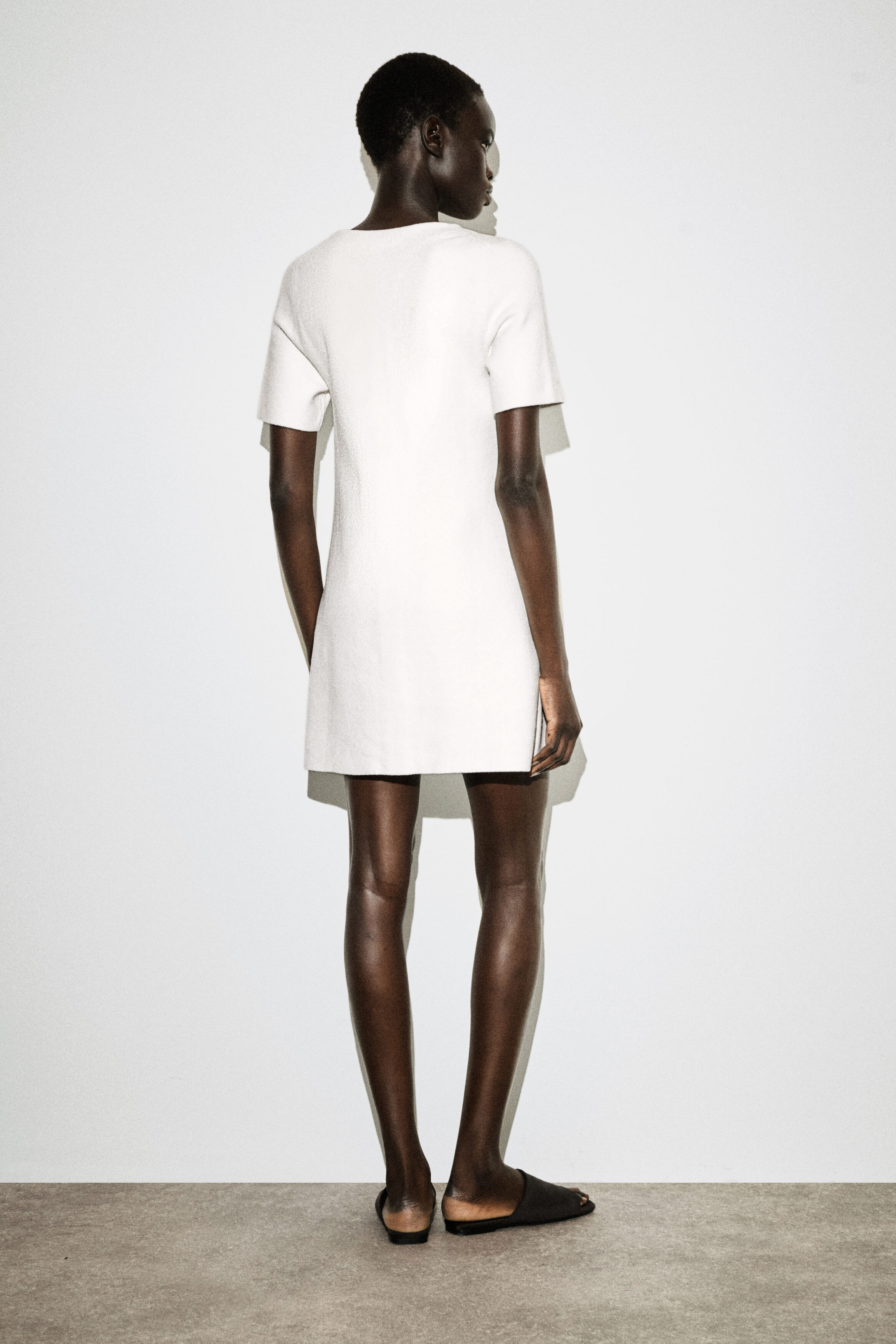 knee length dresses for ladies Black Rib Knit Button Down Mini Dress