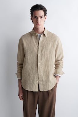 RELAXED LINEN SHIRT — BEIGE / STRIPED 1