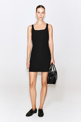 SQUARE-NECK CREPE-JERSEY DRESS — BLACK 2
