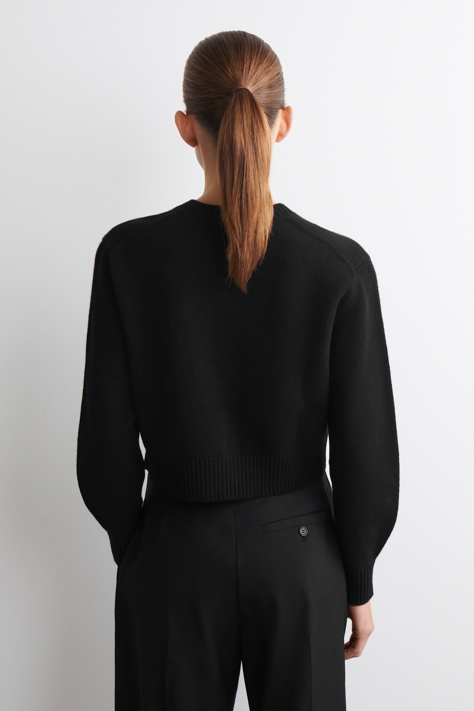 קרדיגן מצמר מרינו - שחור/בז' מלאנג'/צהוב חמאה - 7