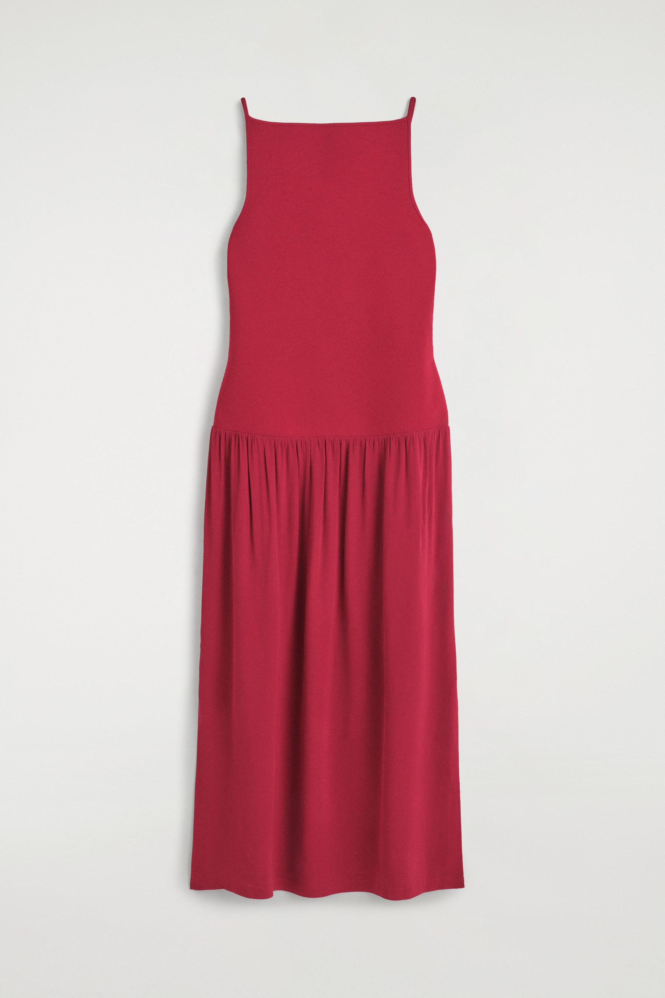 CONTRAST-PANEL MAXI DRESS - RED