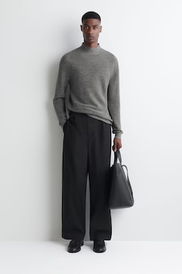 WOOL MOCK-NECK SWEATER — GRAY 2