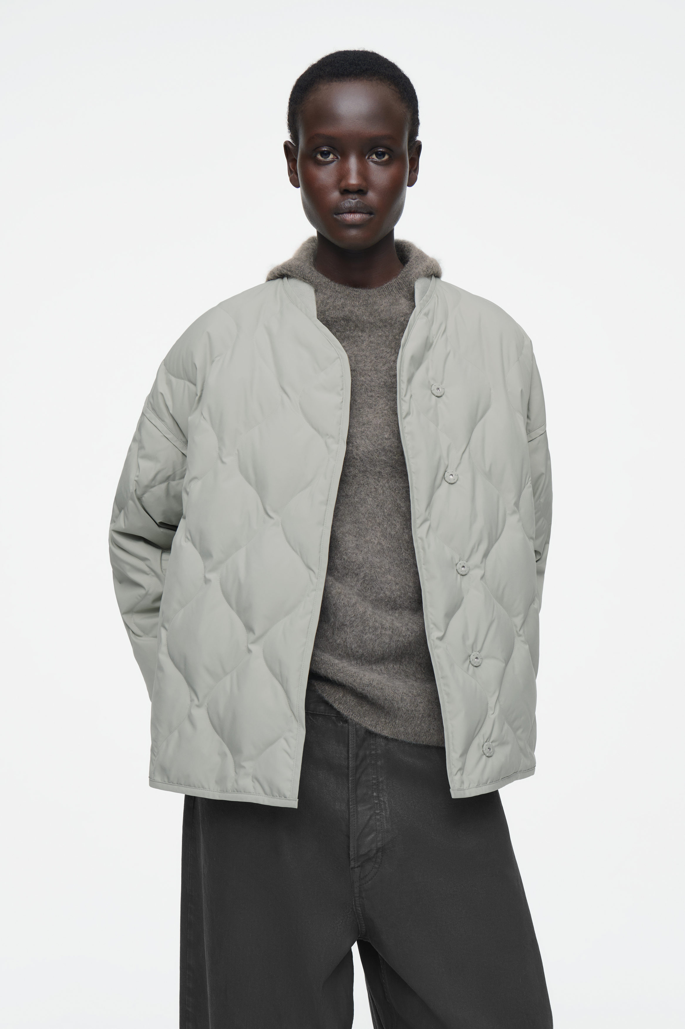 OVERSIZED QUILTED JACKET - SAGE GREEN | COS