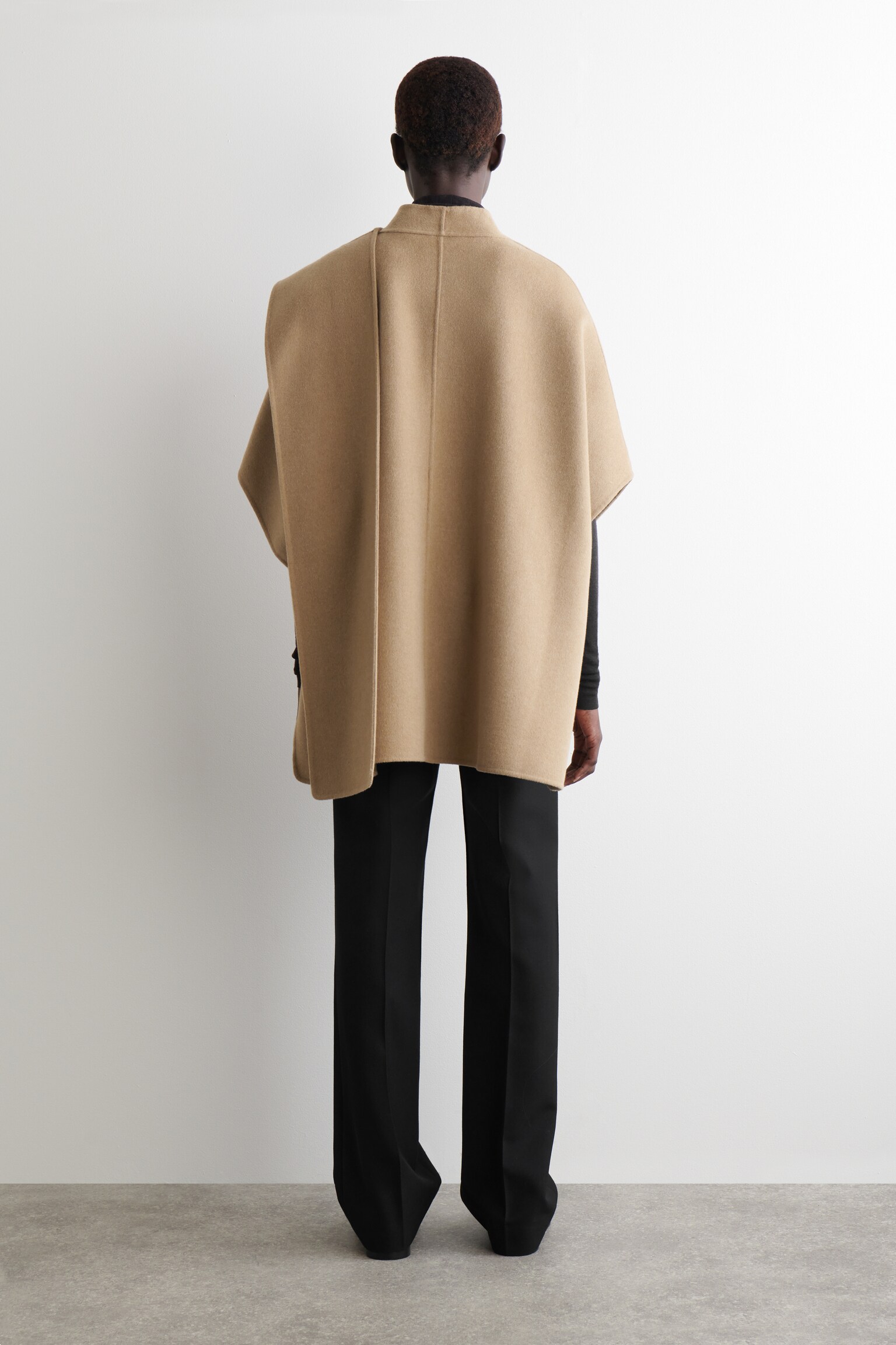 CAPE ÉCHARPE EN LAINE DOUBLE FACE - BEIGE/BRUN FONCÉ/NOIR - 5