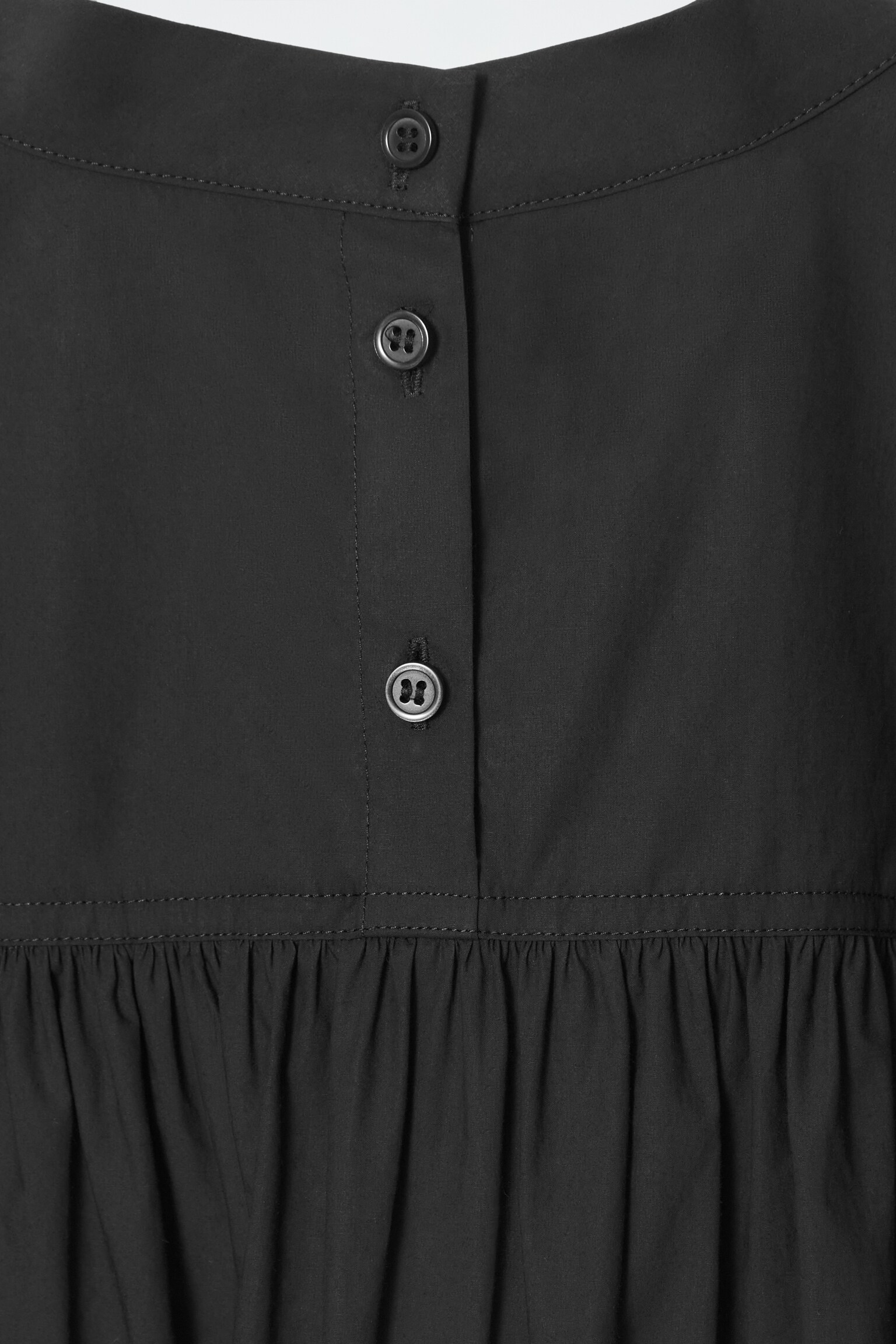 GATHERED COTTON BLOUSE - BLACK - 2