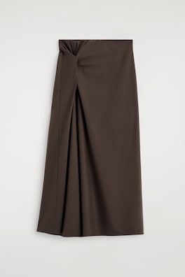 TWIST-DETAIL JERSEY MIDI SKIRT — BROWN 6