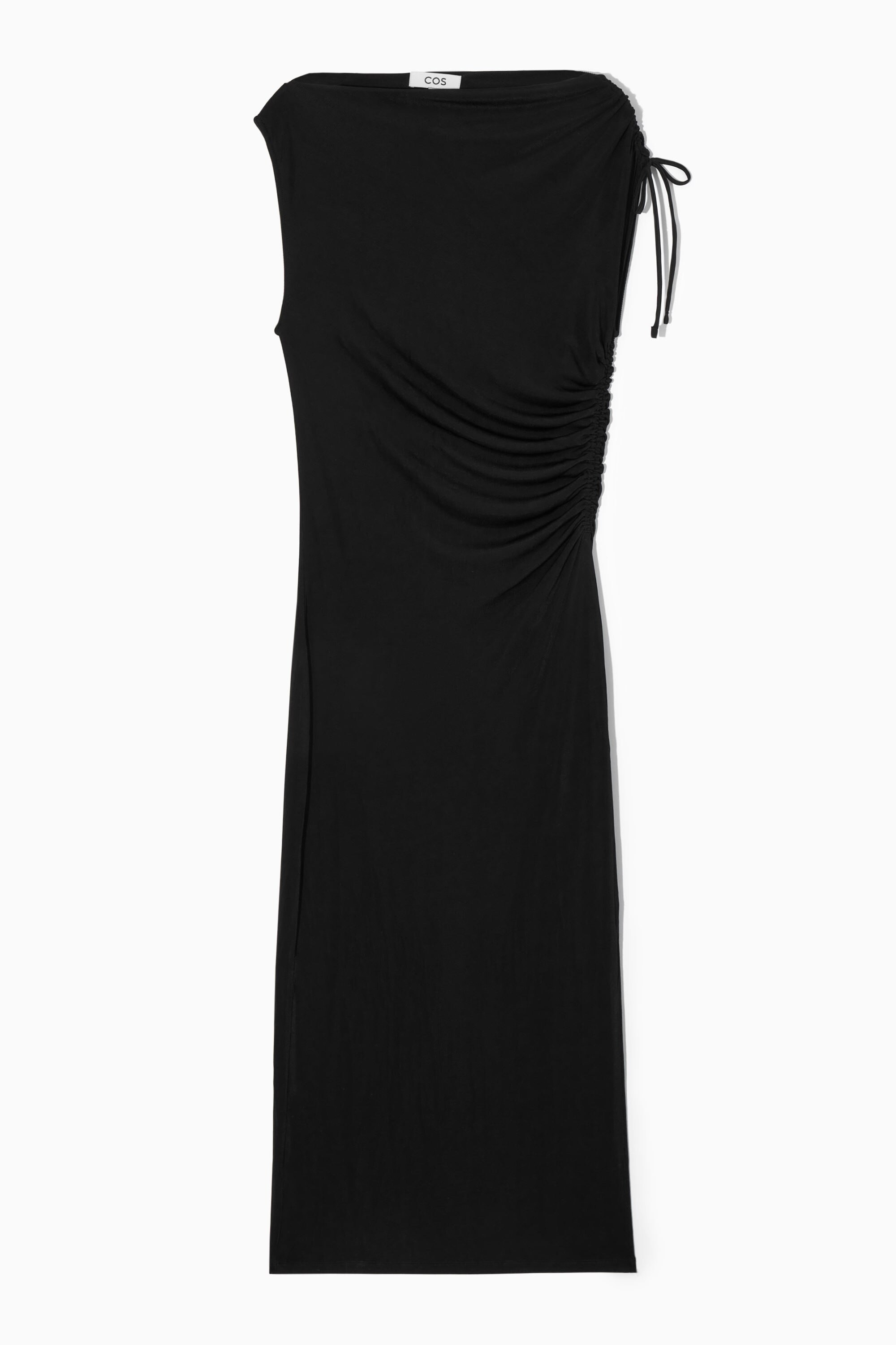 ASYMMETRIC OFF-THE-SHOULDER WRAP DRESS - BLACK | COS