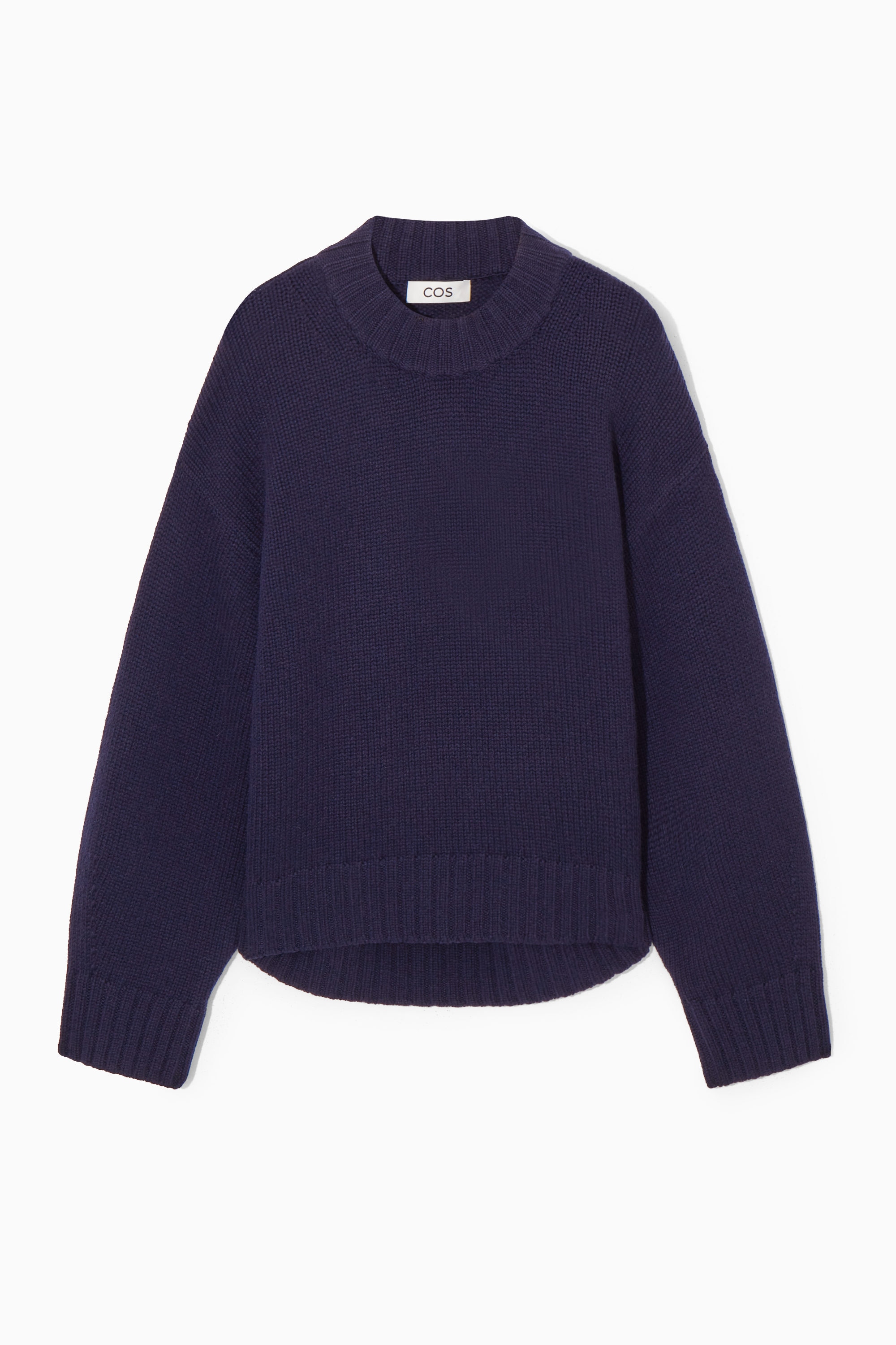 CHUNKY PURE CASHMERE CREW-NECK JUMPER - NAVY | COS