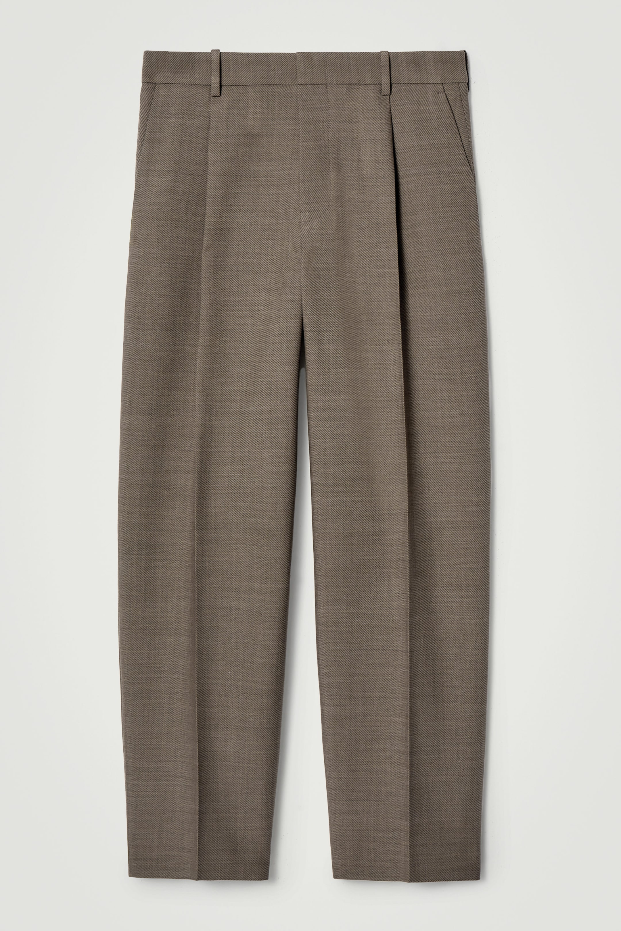 RELAXED WOOL-BLEND TAPERED TROUSERS
