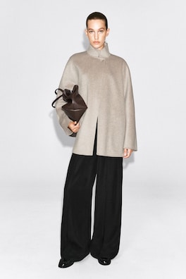DOUBLE-FACED CASHMERE MOCK-NECK JACKET — OAT 2