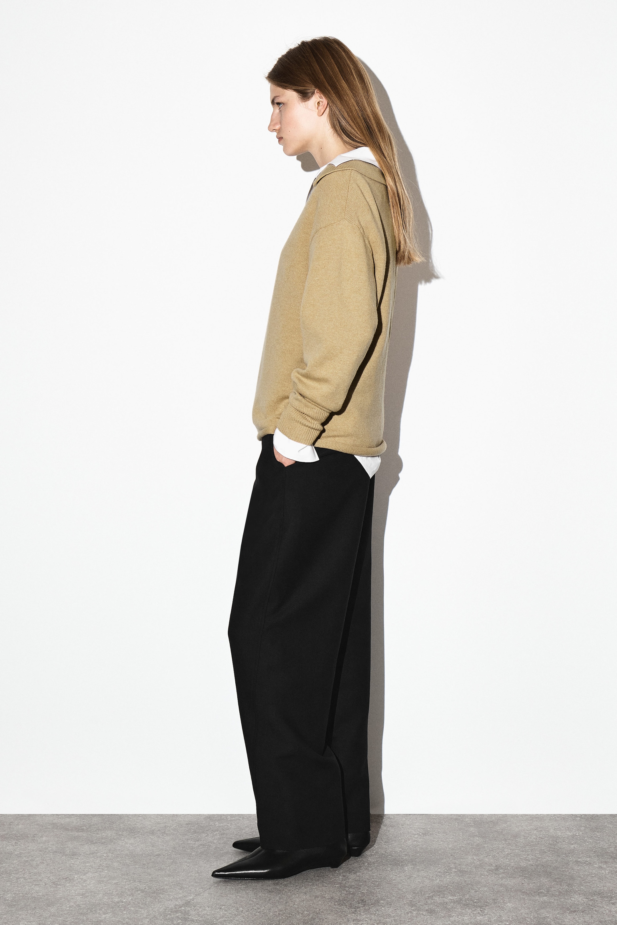 MERINO WOOL POLO SWEATER