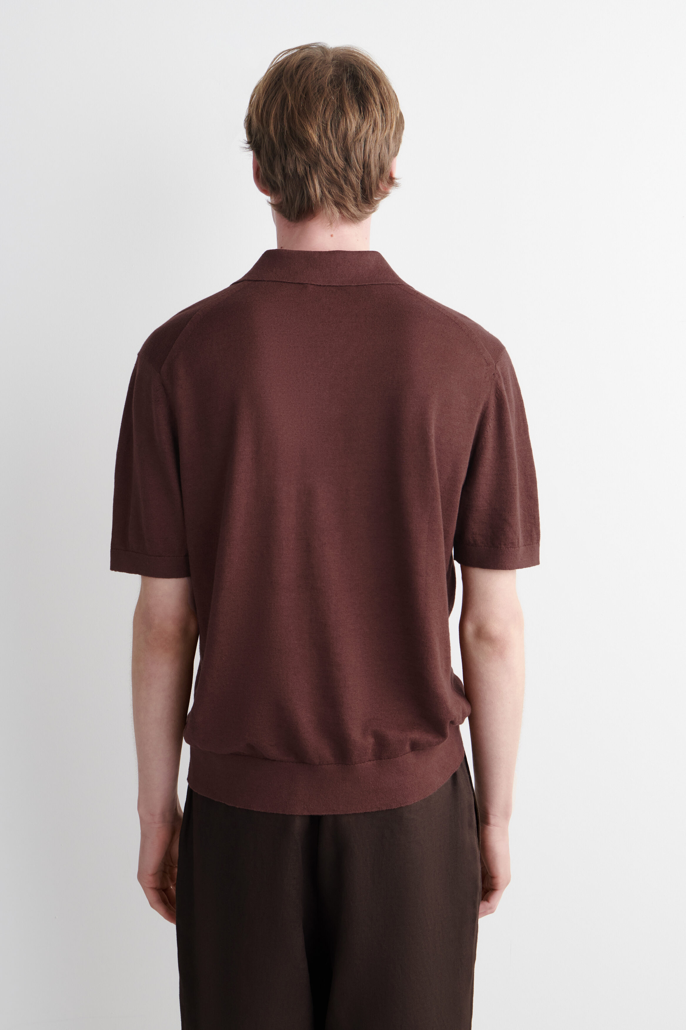 KNITTED LINEN POLO SHIRT - BROWN | COS CA