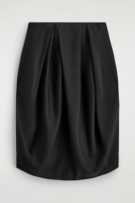PLEATED WOOL MIDI TULIP SKIRT — BLACK 6