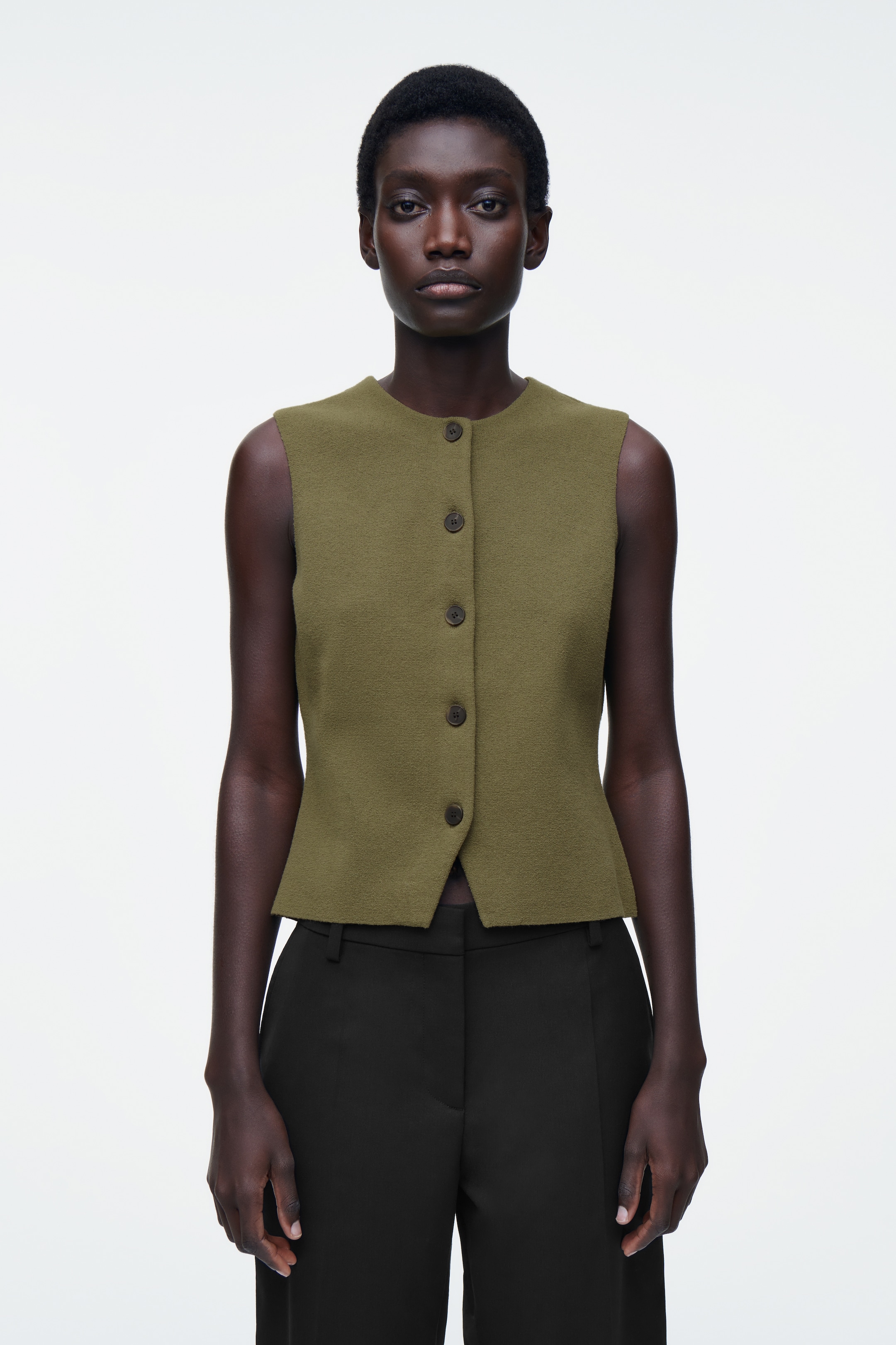 View larger image: KNITTED COTTON WAISTCOAT - GREEN - Ladies | H&M GB 1
