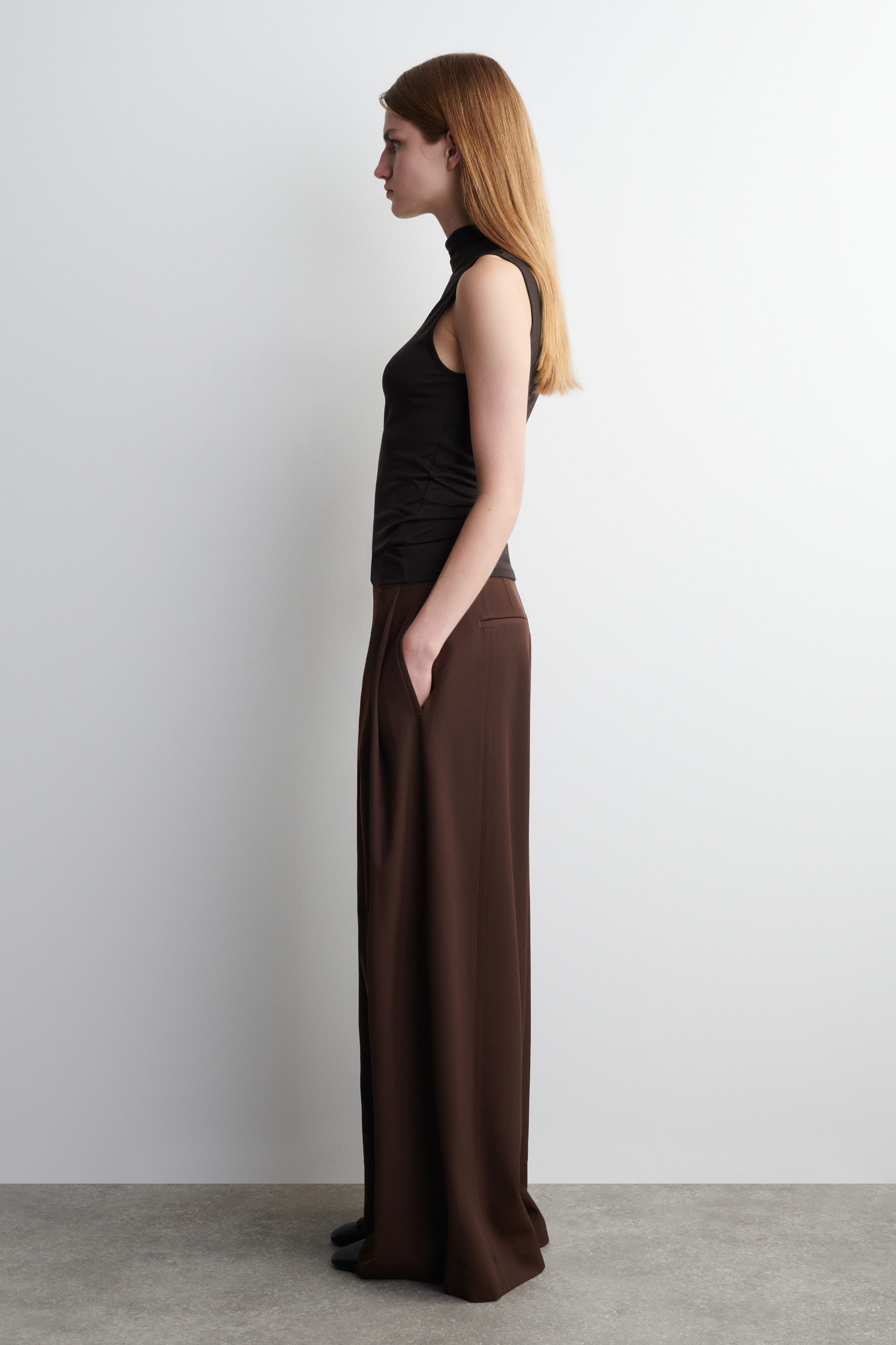 RELAXED WOOL-BLEND WIDE-LEG PANTS