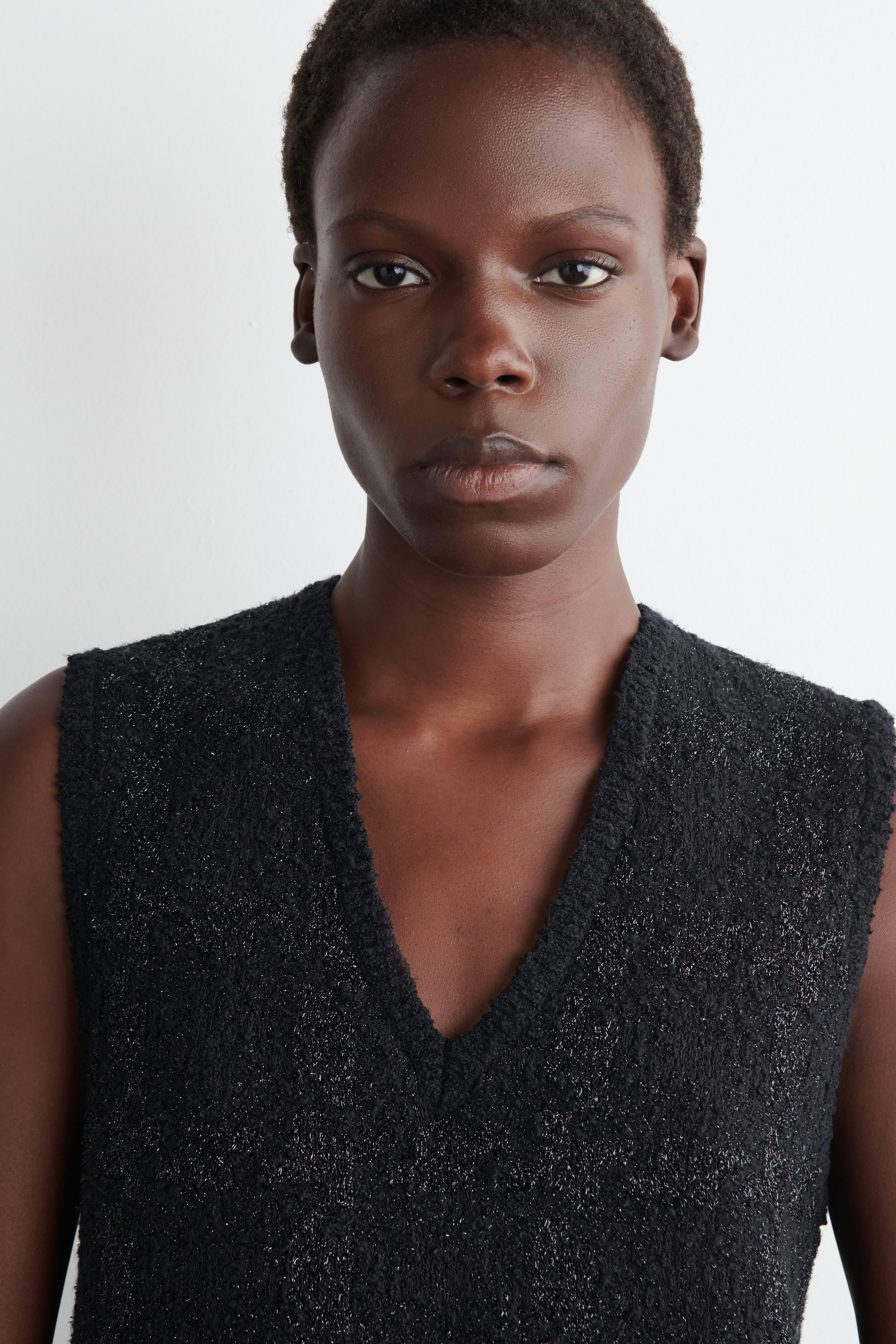 SPARKLY BOUCLÉ-KNIT VEST - BLACK / CHECKED | COS US