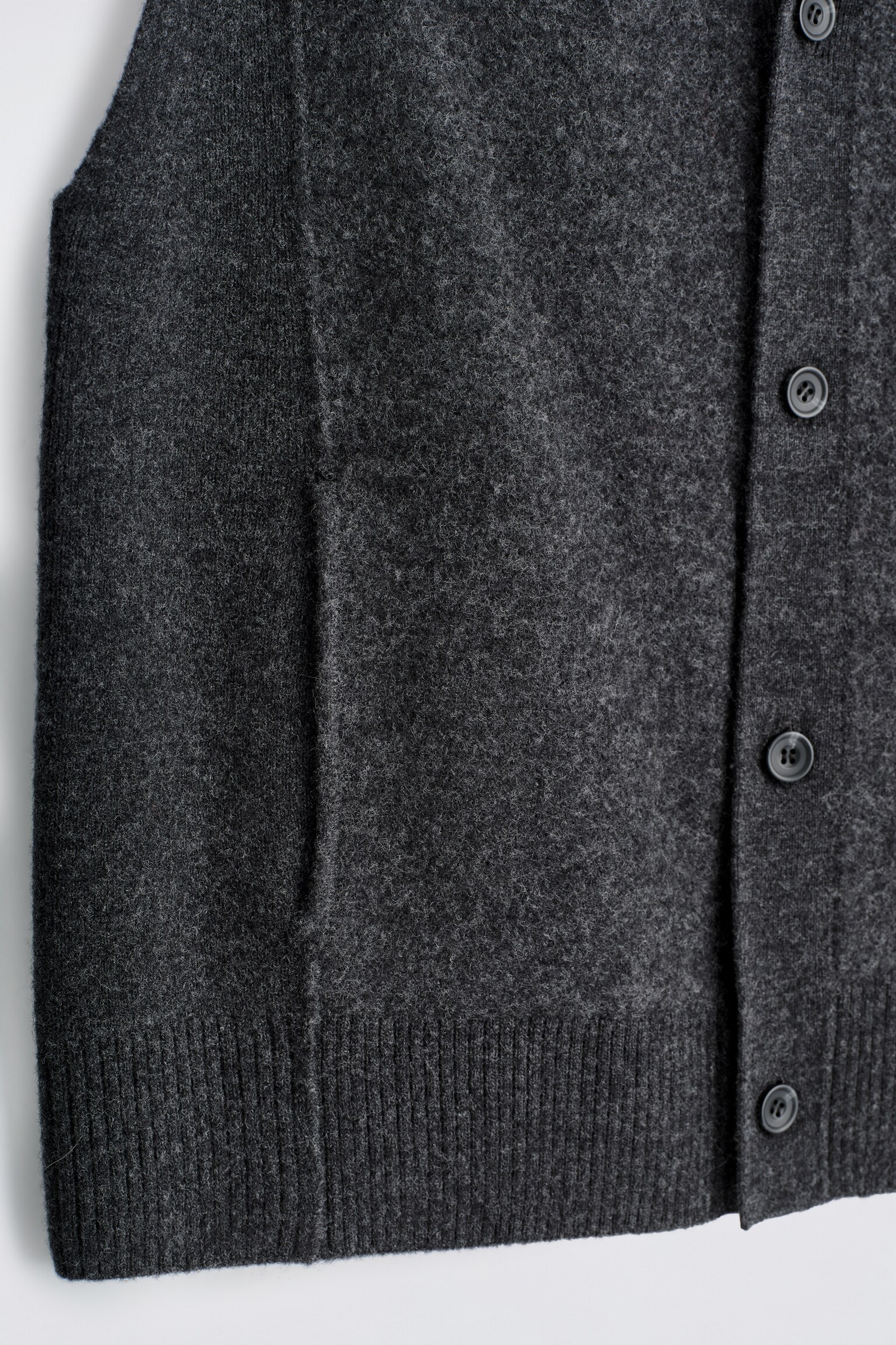 GILET BOUTONNÉ EN LAINE BOUILLIE - CHARBON/KAKI FONCÉ - 3