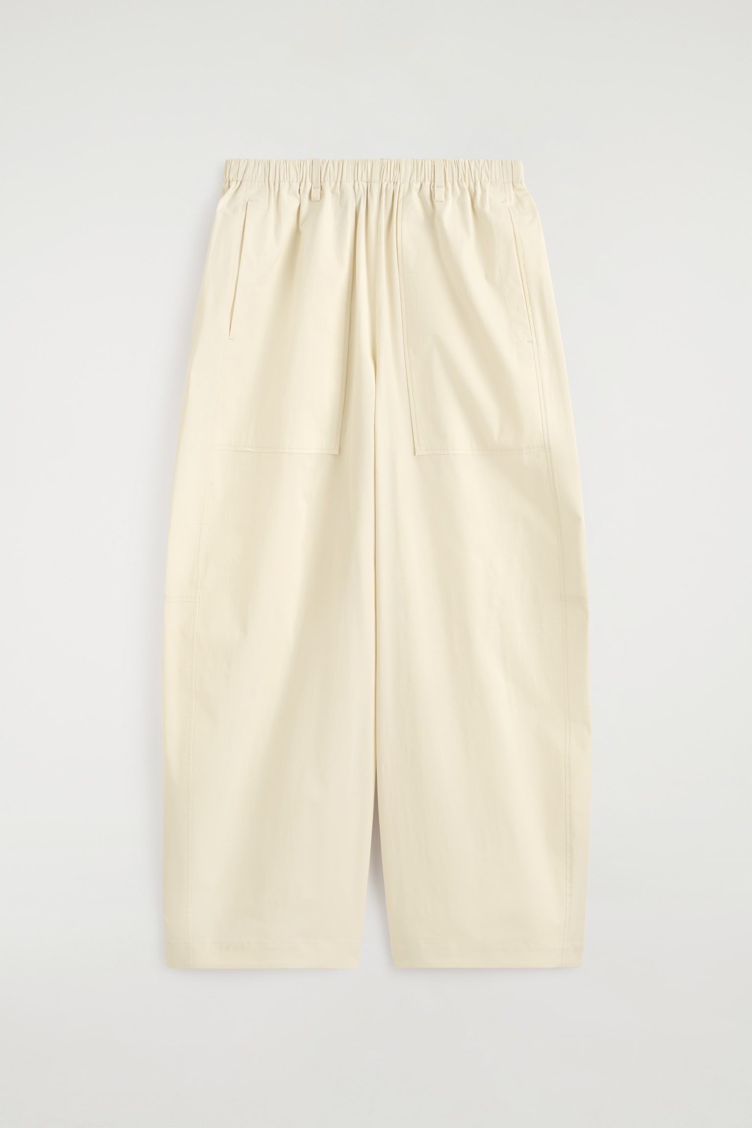 COTTON BARREL-LEG UTILITY TROUSERS - שמנת - 1