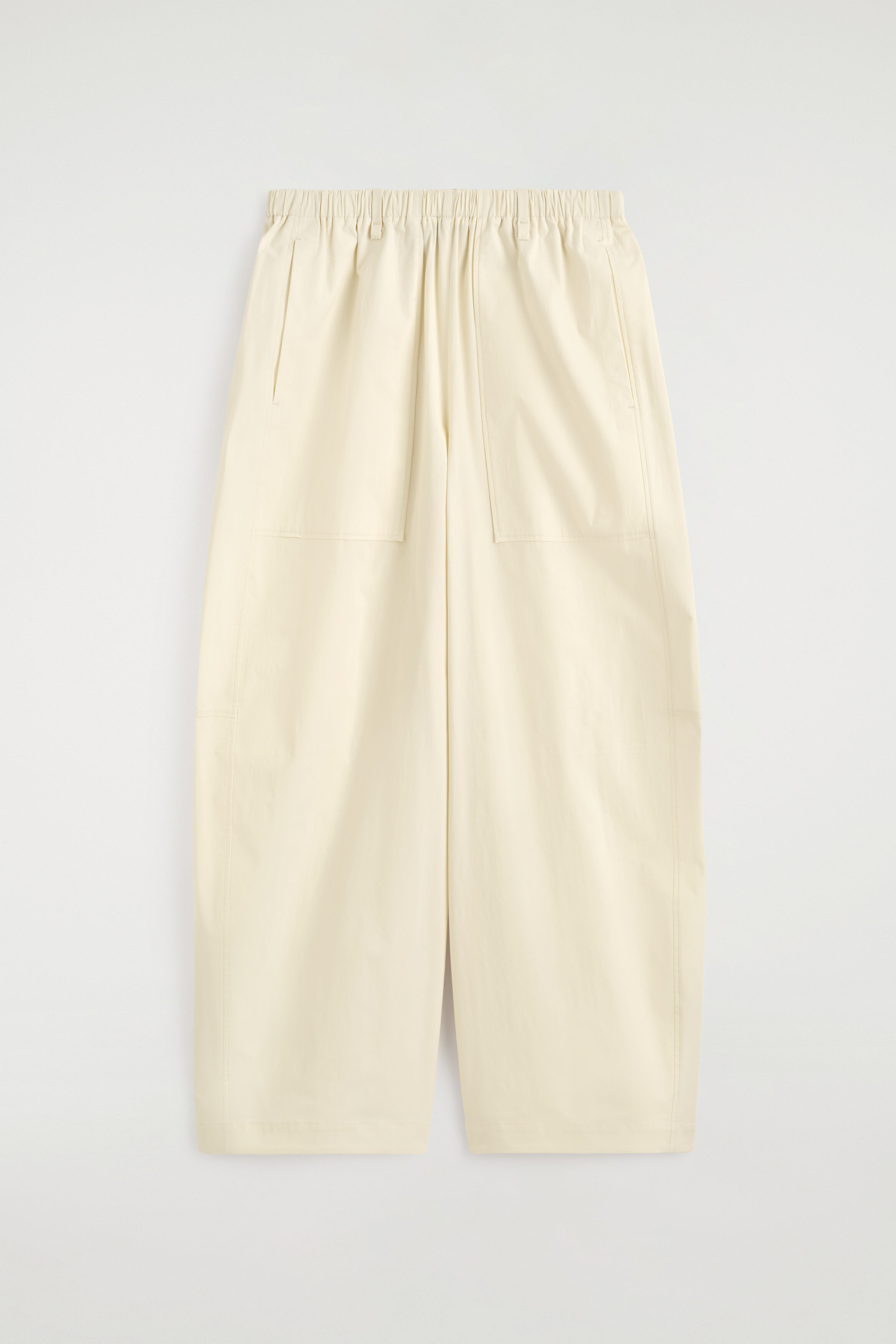 Barrel-Leg Cotton Utility Trousers - Cream