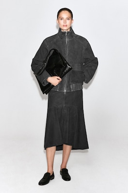 CORDED SUEDE PADDED JACKET — ANTHRACITE 1