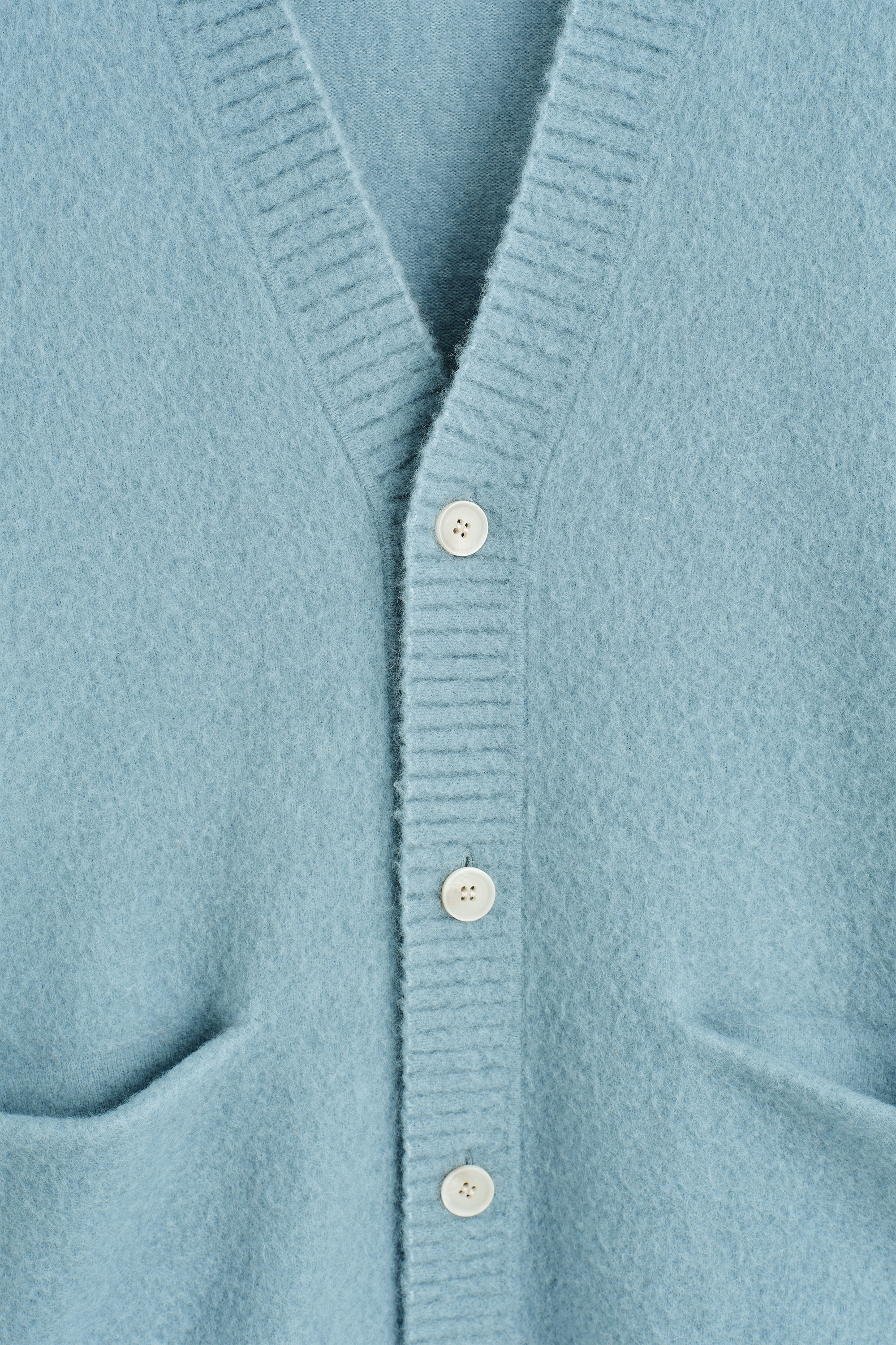 BRUSHED-WOOL V-NECK CARDIGAN - LIGHT BLUE | COS