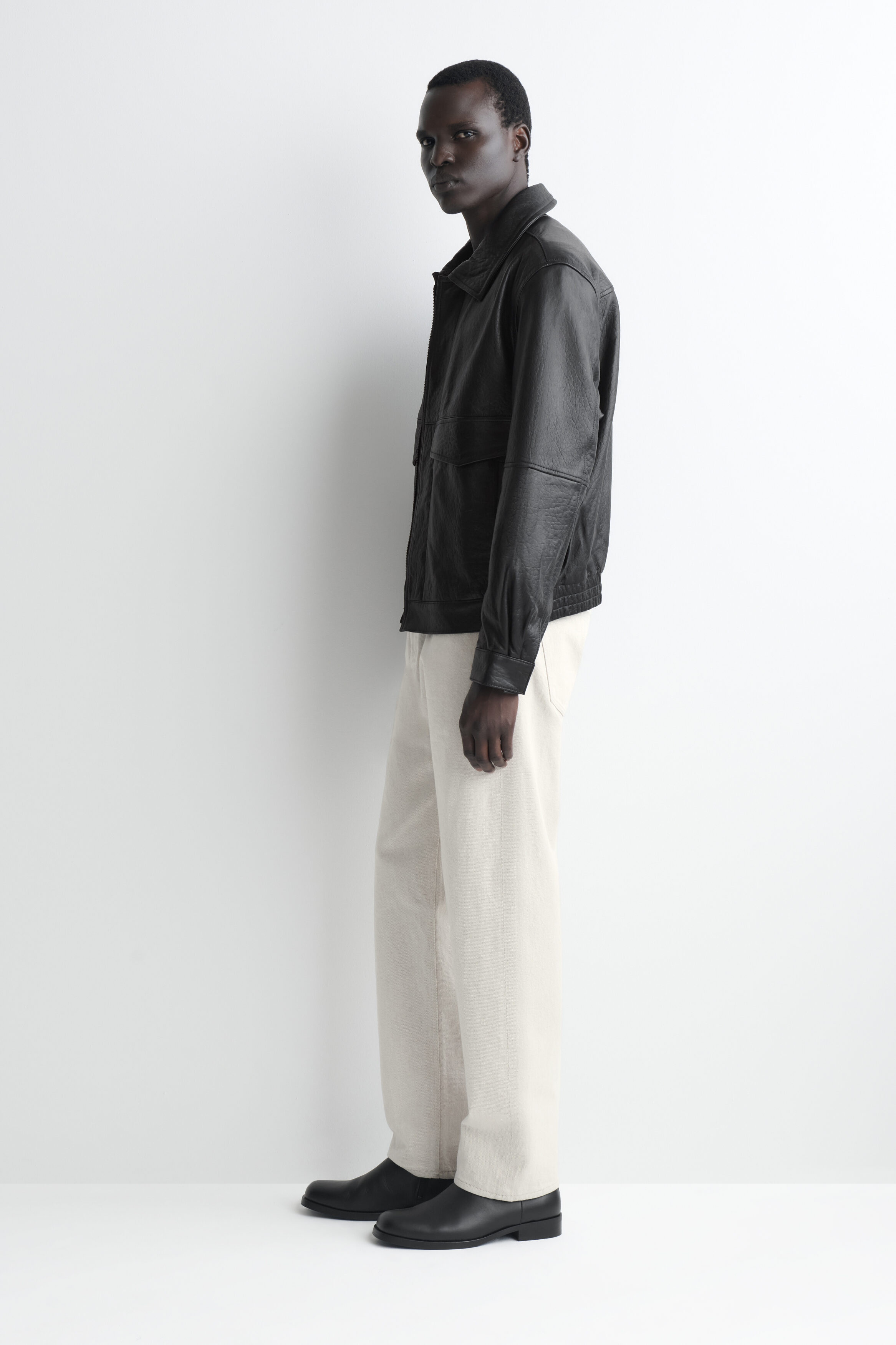 LEATHER FLIGHT JACKET - BLACK | COS US