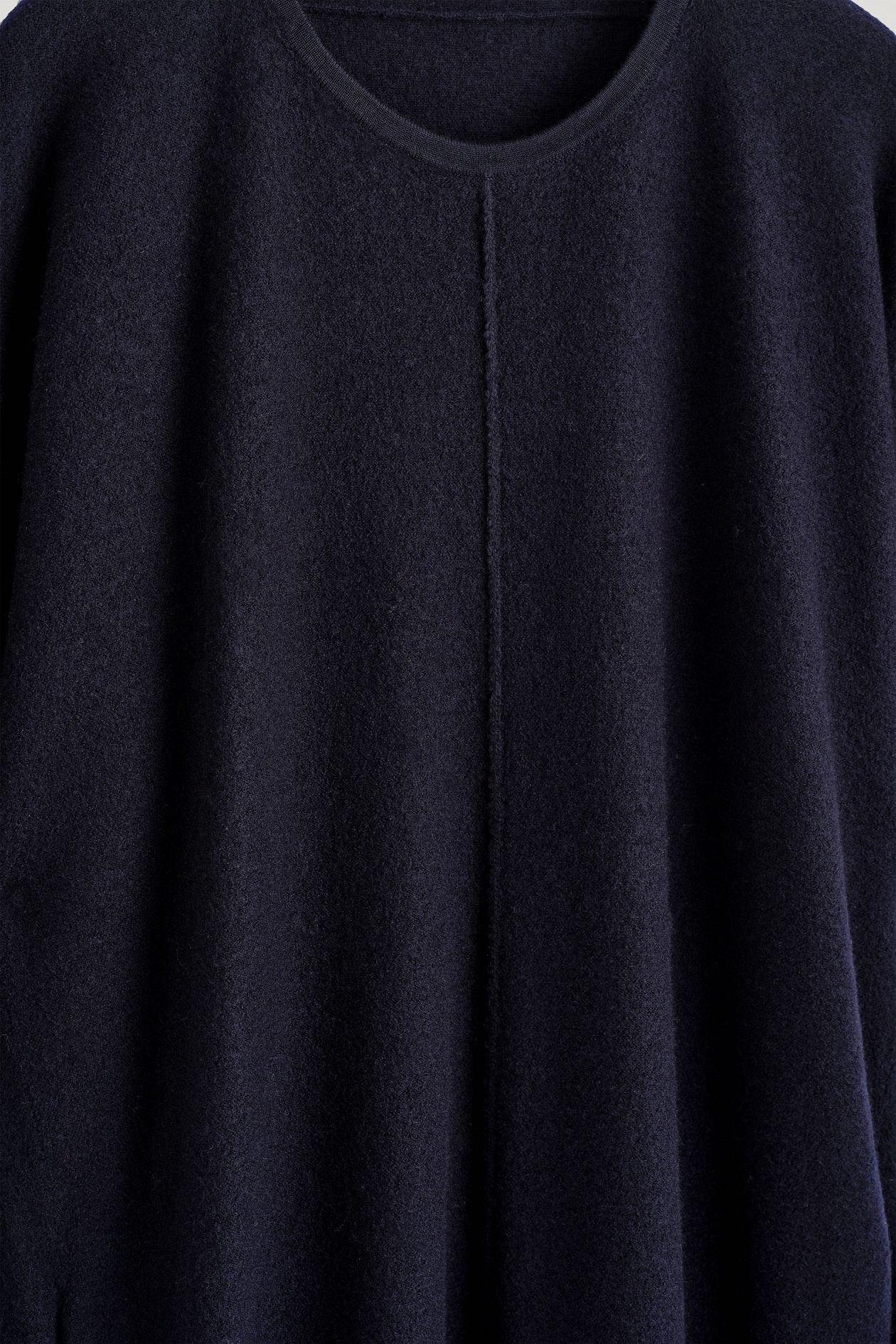 SCULPTED MERINO WOOL MINI DRESS — NAVY
