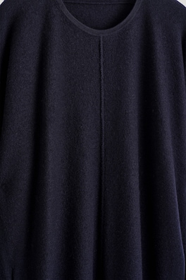 SCULPTED MERINO WOOL MINI DRESS — NAVY 1