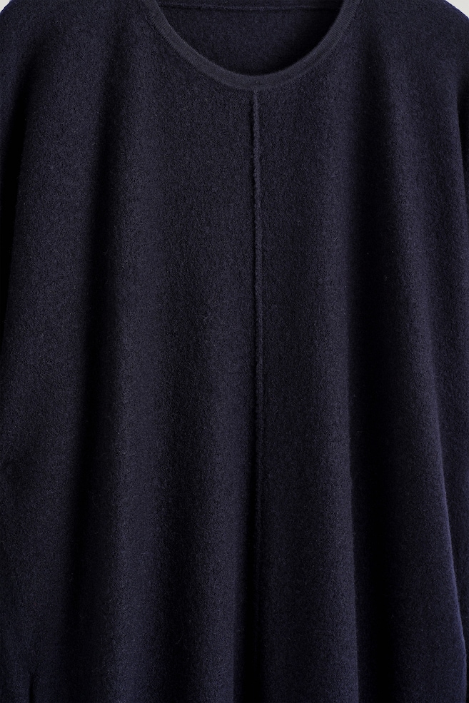 SCULPTED MERINO WOOL MINI DRESS — NAVY