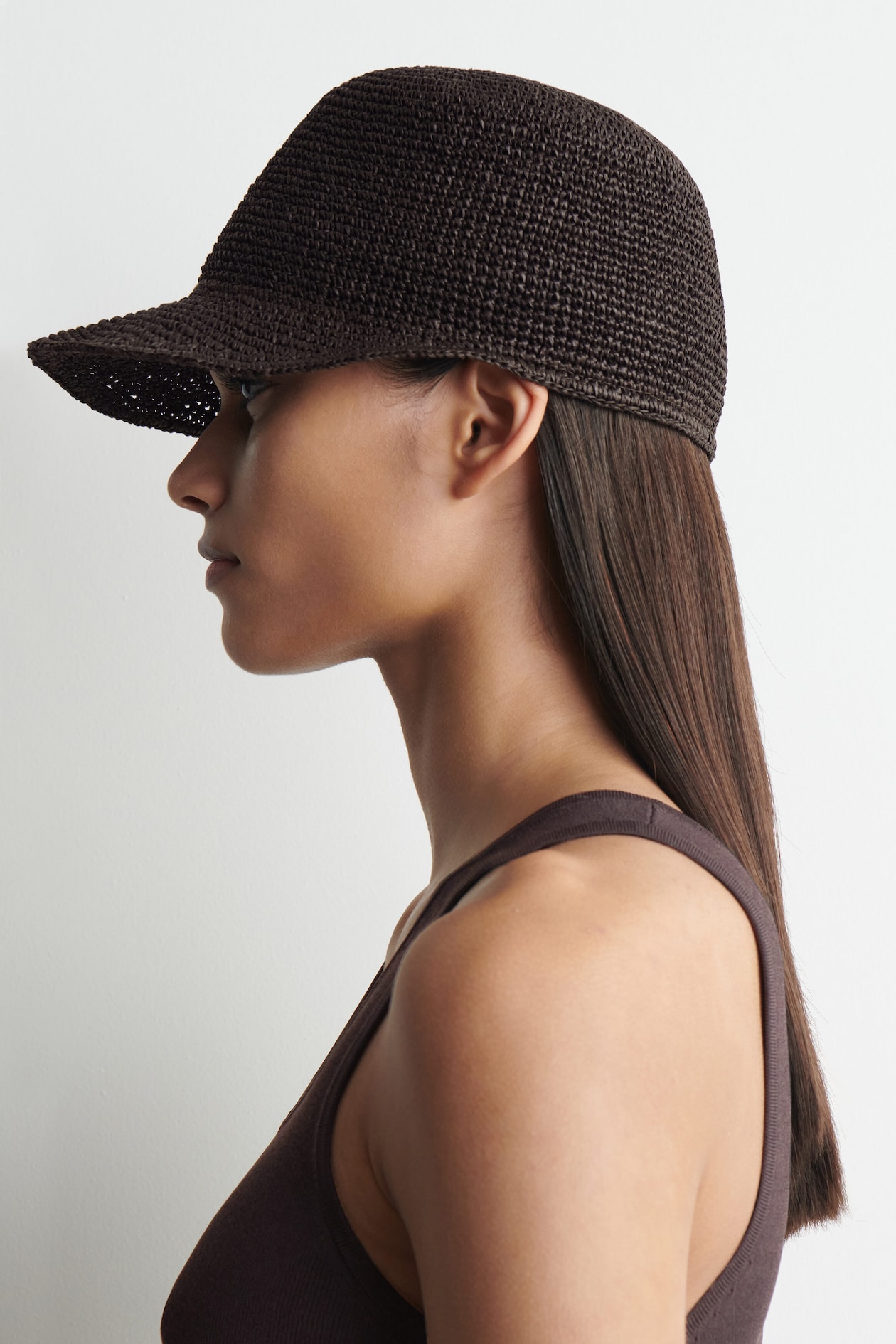 WOVEN PAPER CAP — BROWN