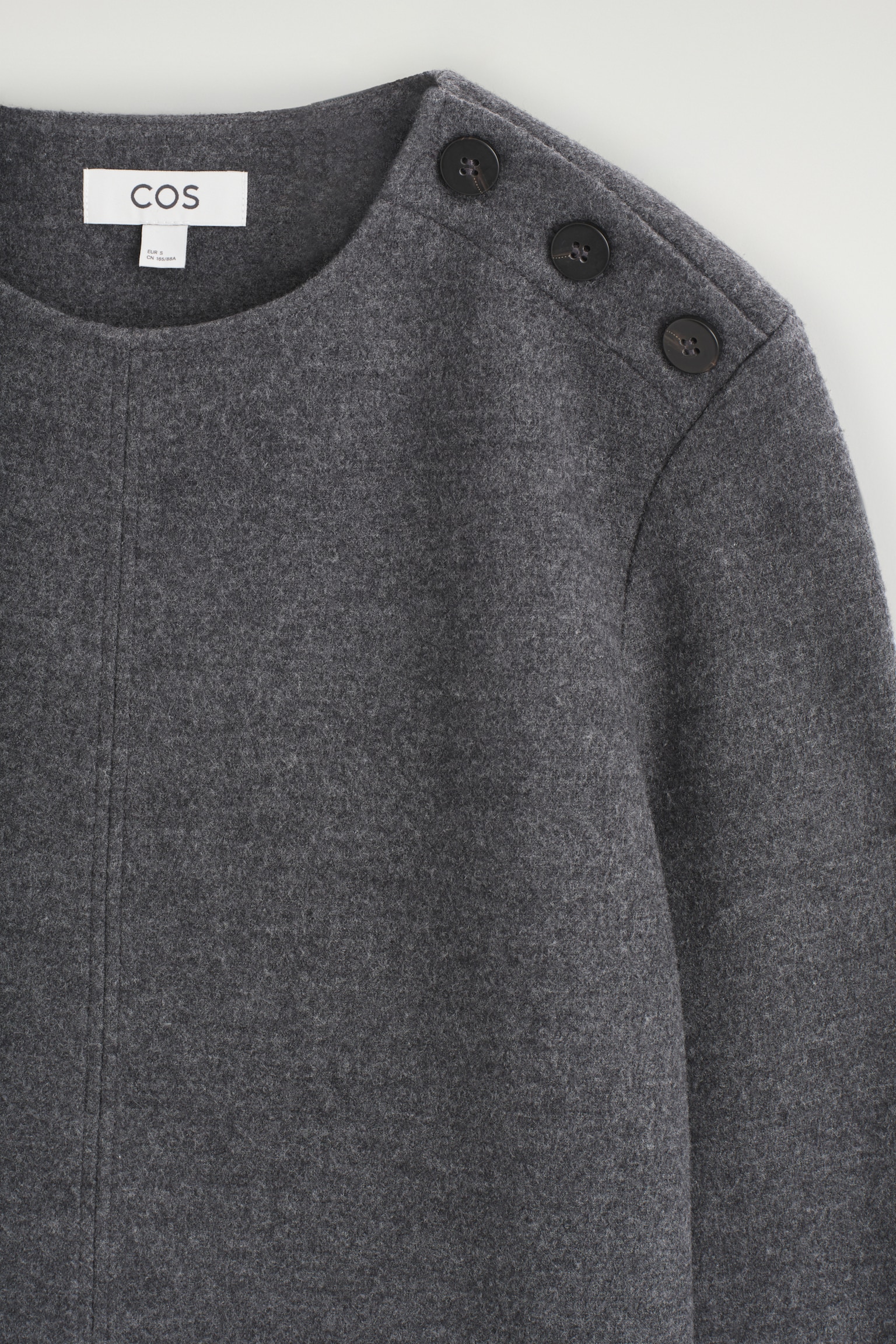 BUTTON-DETAIL BOILED-WOOL SWEATSHIRT - DARK-GREY MÉLANGE - 5