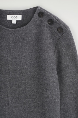 BUTTON-DETAIL BOILED-WOOL SWEATSHIRT — DARK-GREY MÉLANGE 1