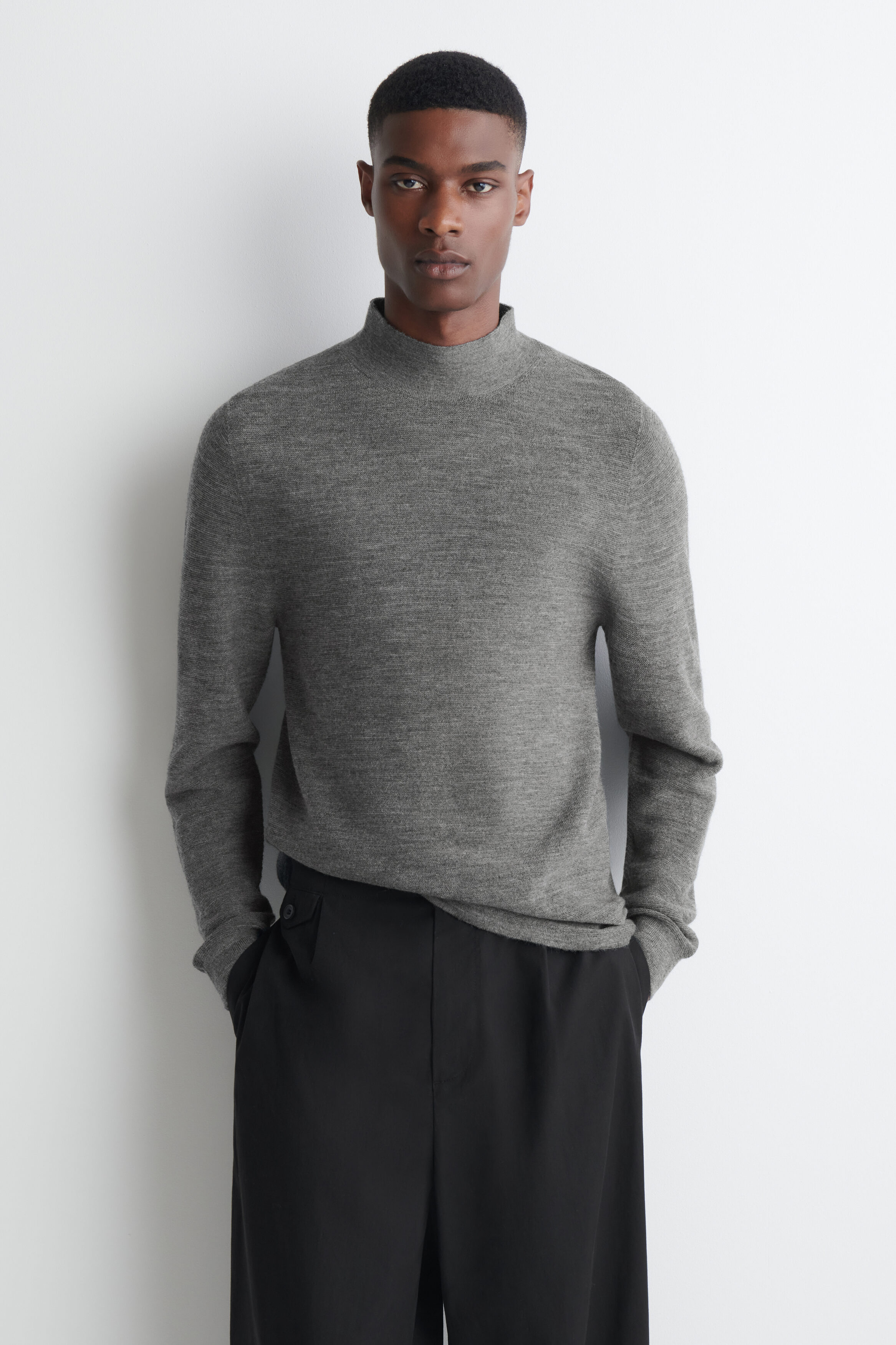 WOOL MOCK-NECK SWEATER