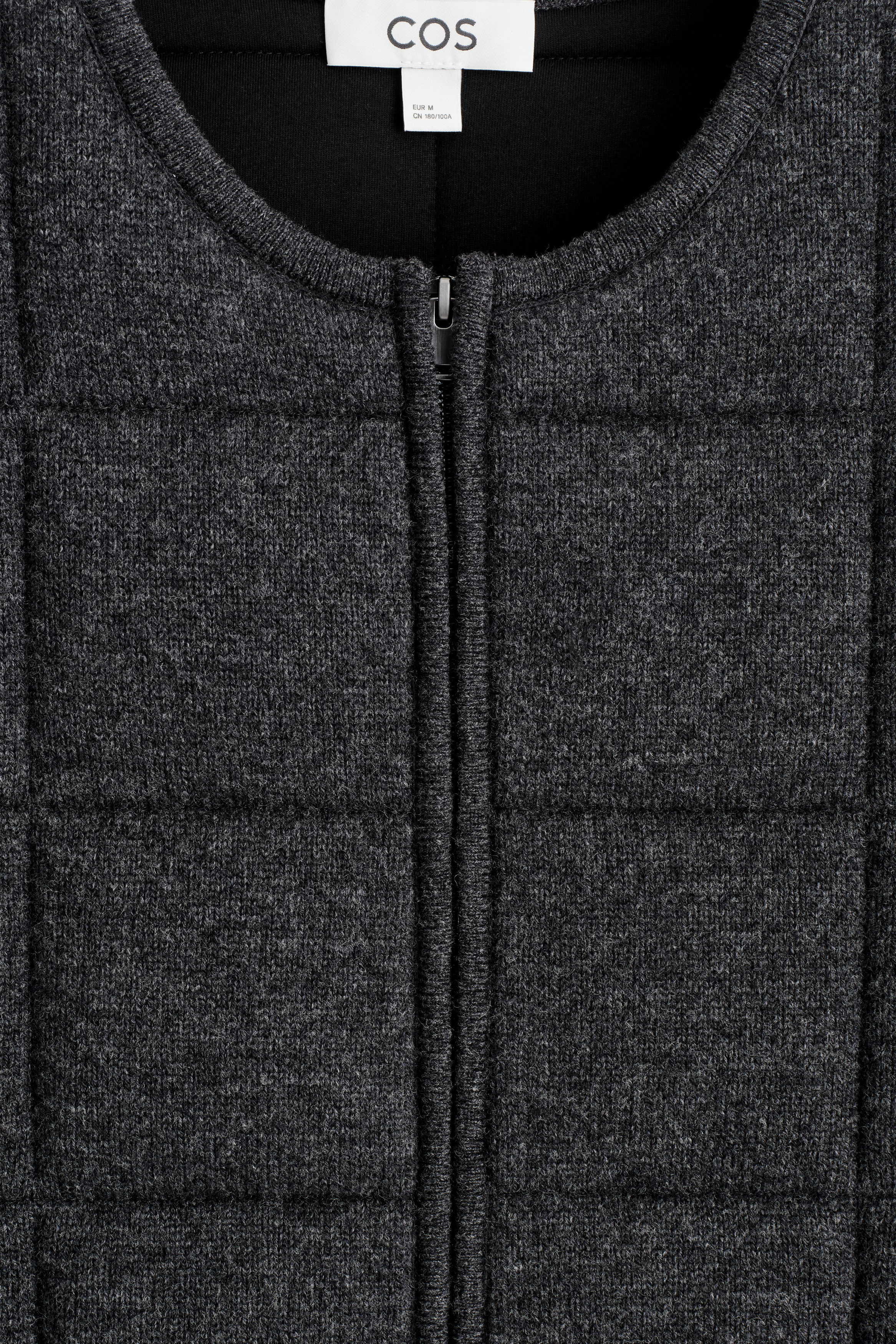 PADDED QUILTED KNIT MERINO WOOL VEST - CHARCOAL MÉLANGE | COS US