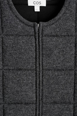 PADDED QUILTED KNITTED MERINO WOOL GILET — CHARCOAL MÉLANGE 6