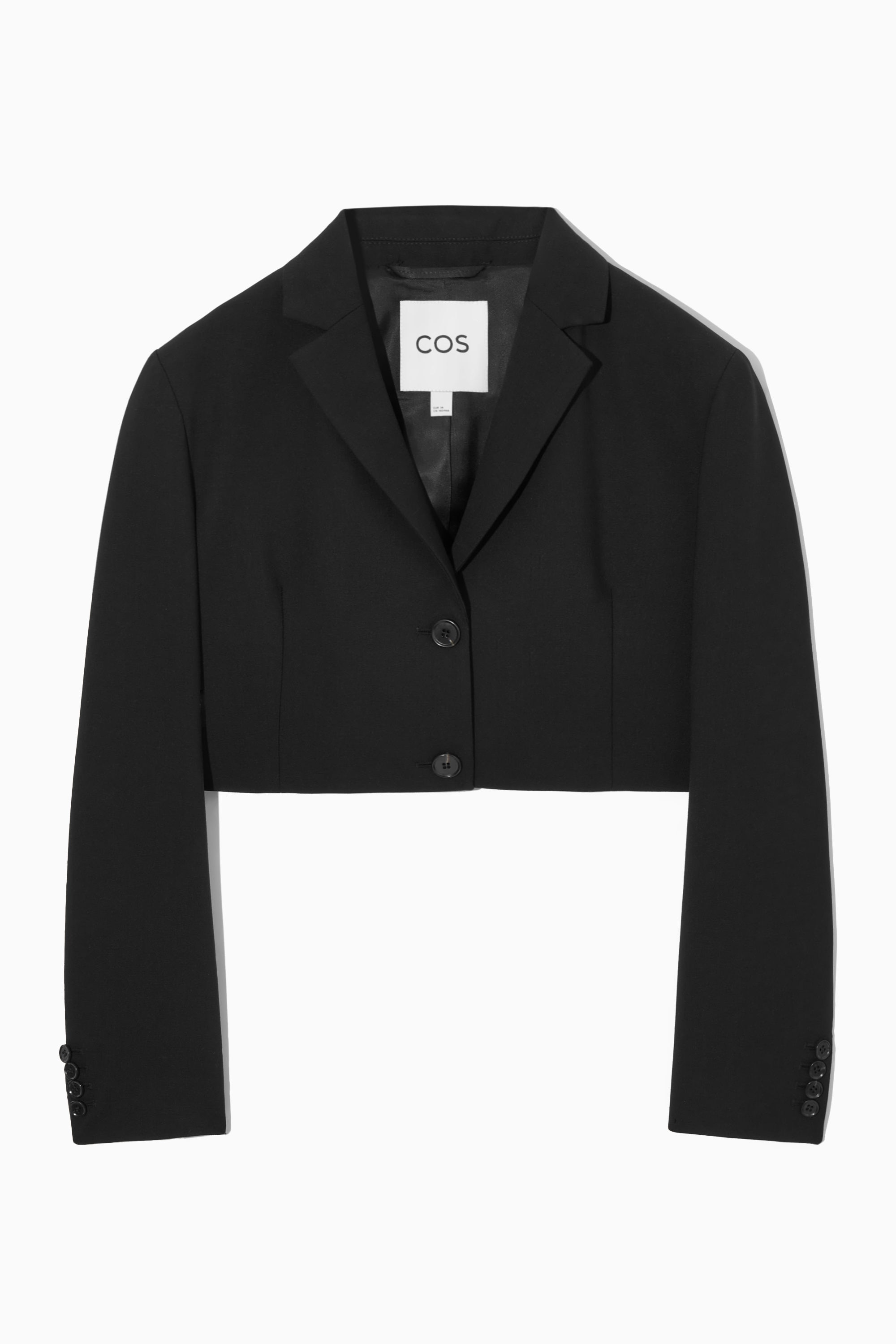 REGULAR CROPPED WOOL BLAZER - BLACK | COS