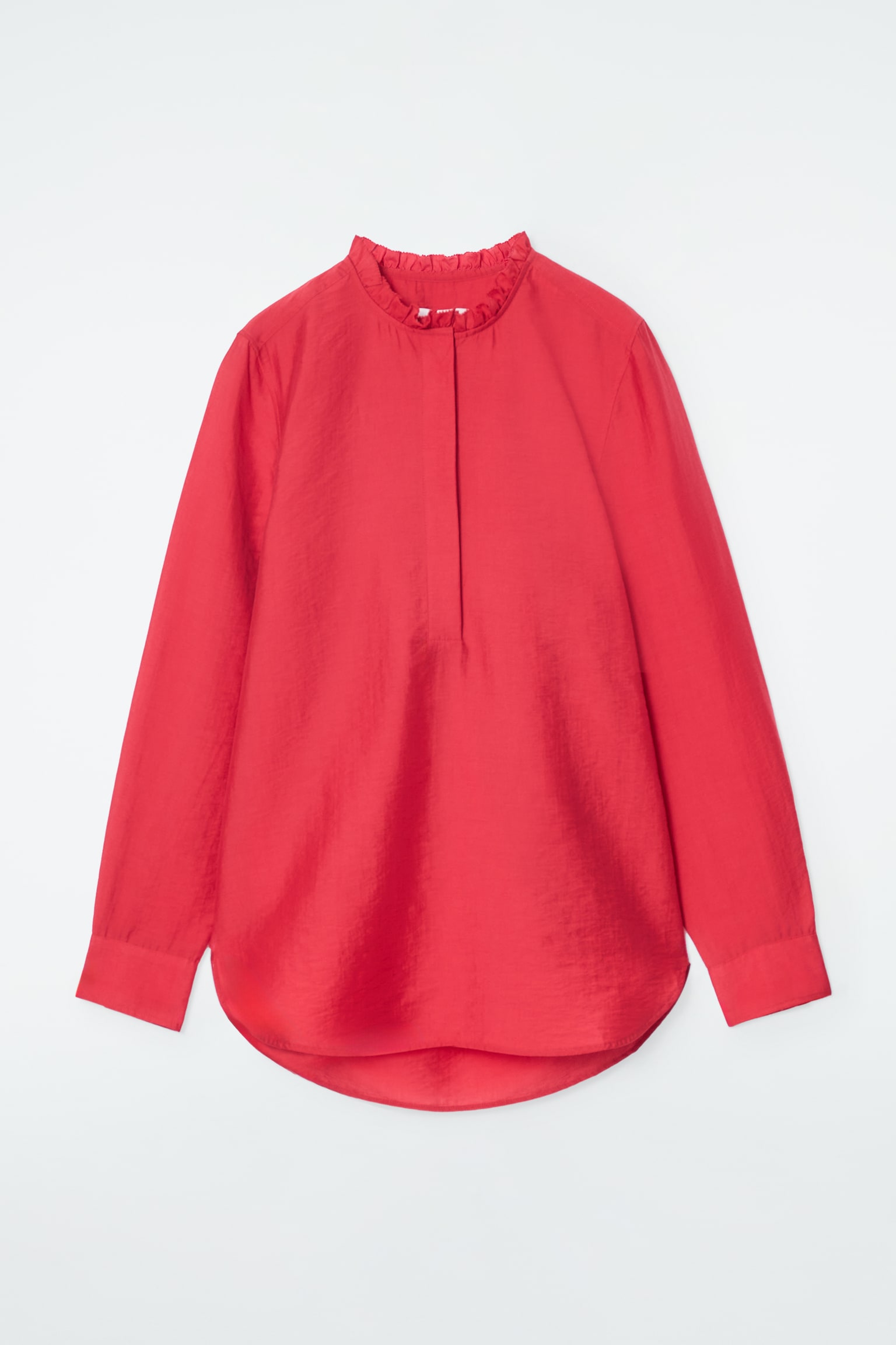 RUFFLE-COLLAR TEXTURED BLOUSE - RED - 2
