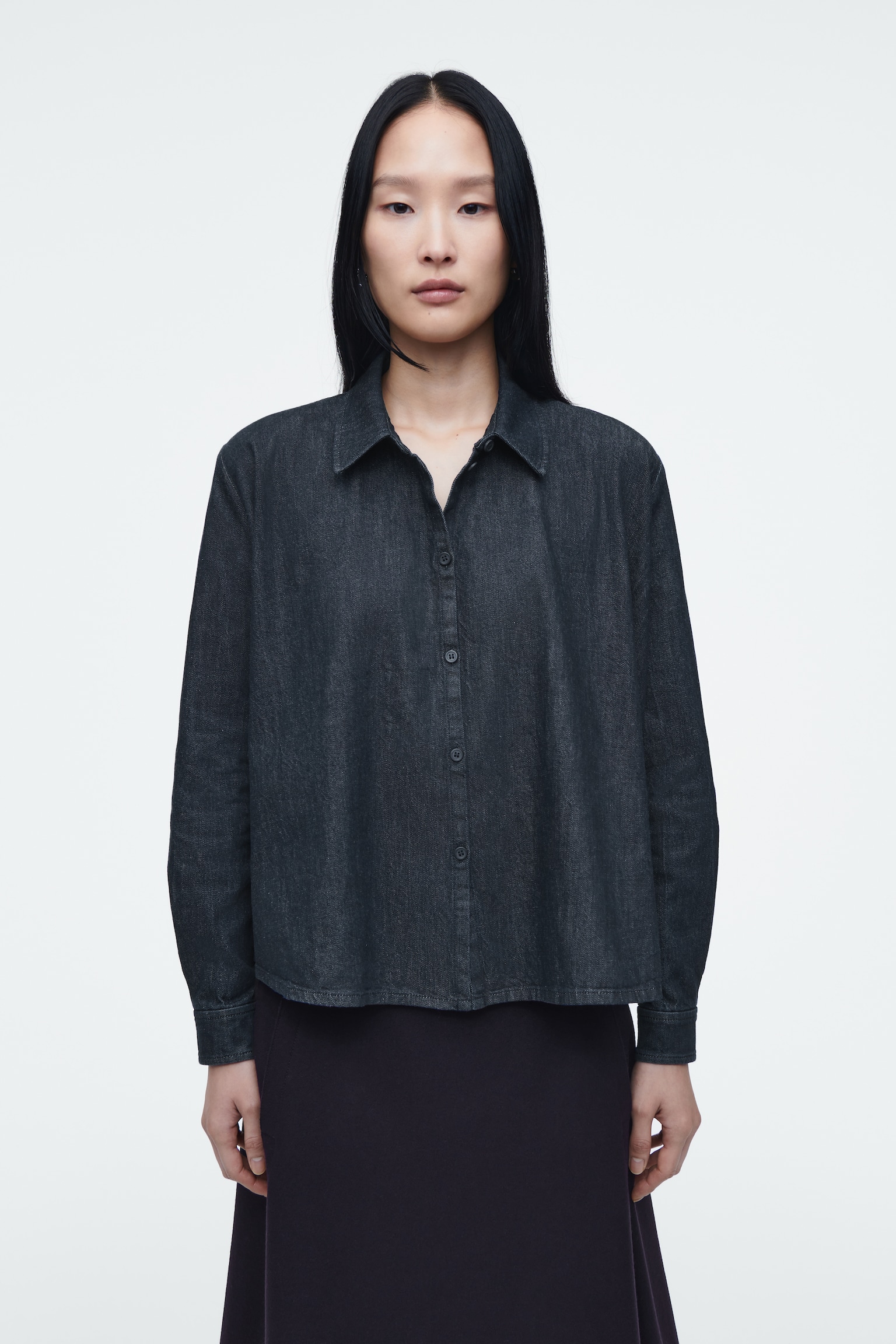 CAMISA VAQUERA ACAMPANADA REGULAR FIT - ÍNDIGO