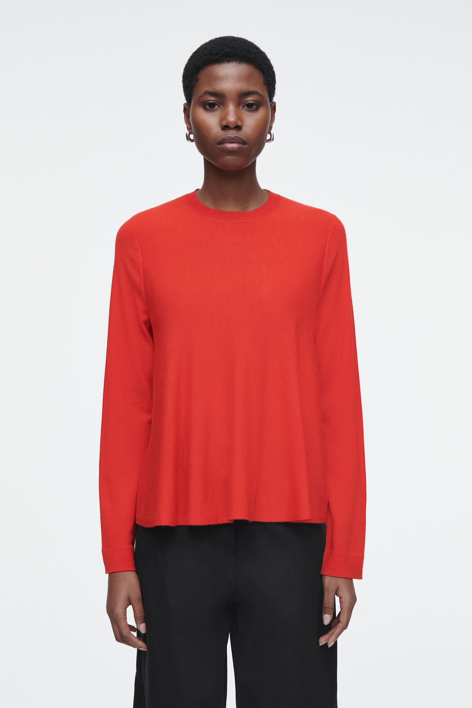 PULL TRAPÈZE EN LAINE MÉRINOS - ROUGE/BLEU MARINE