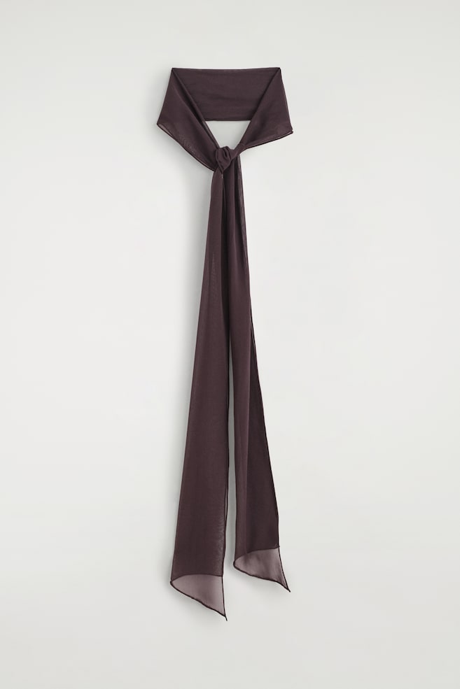 FOULARD EN SOIE DIAPHANE - BRUN/IVOIRE - 1