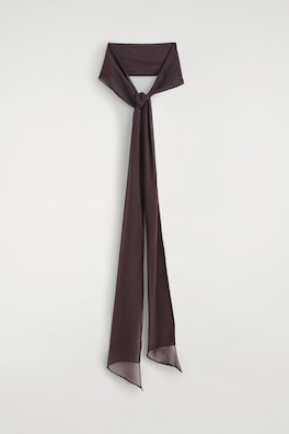 SLIM SHEER SILK SCARF — BROWN 5