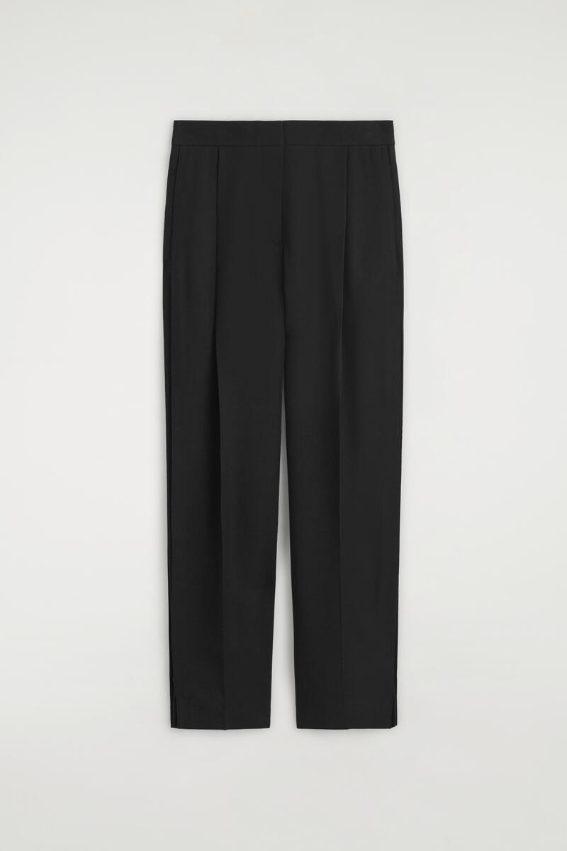 Pleated-Panel Straight-Leg Pants