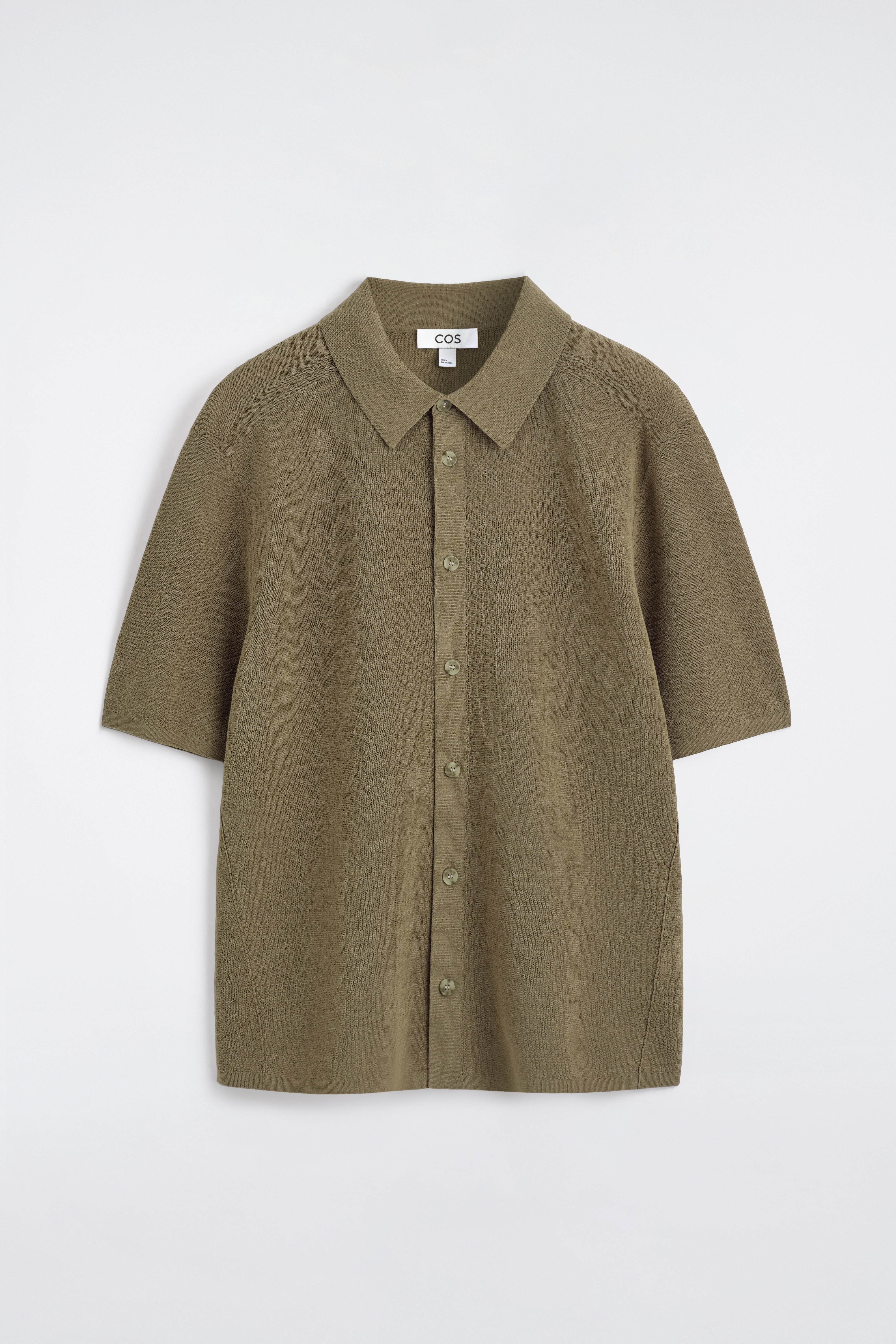 CHEMISE À MANCHES COURTES EN MAILLE DE LIN - KAKI